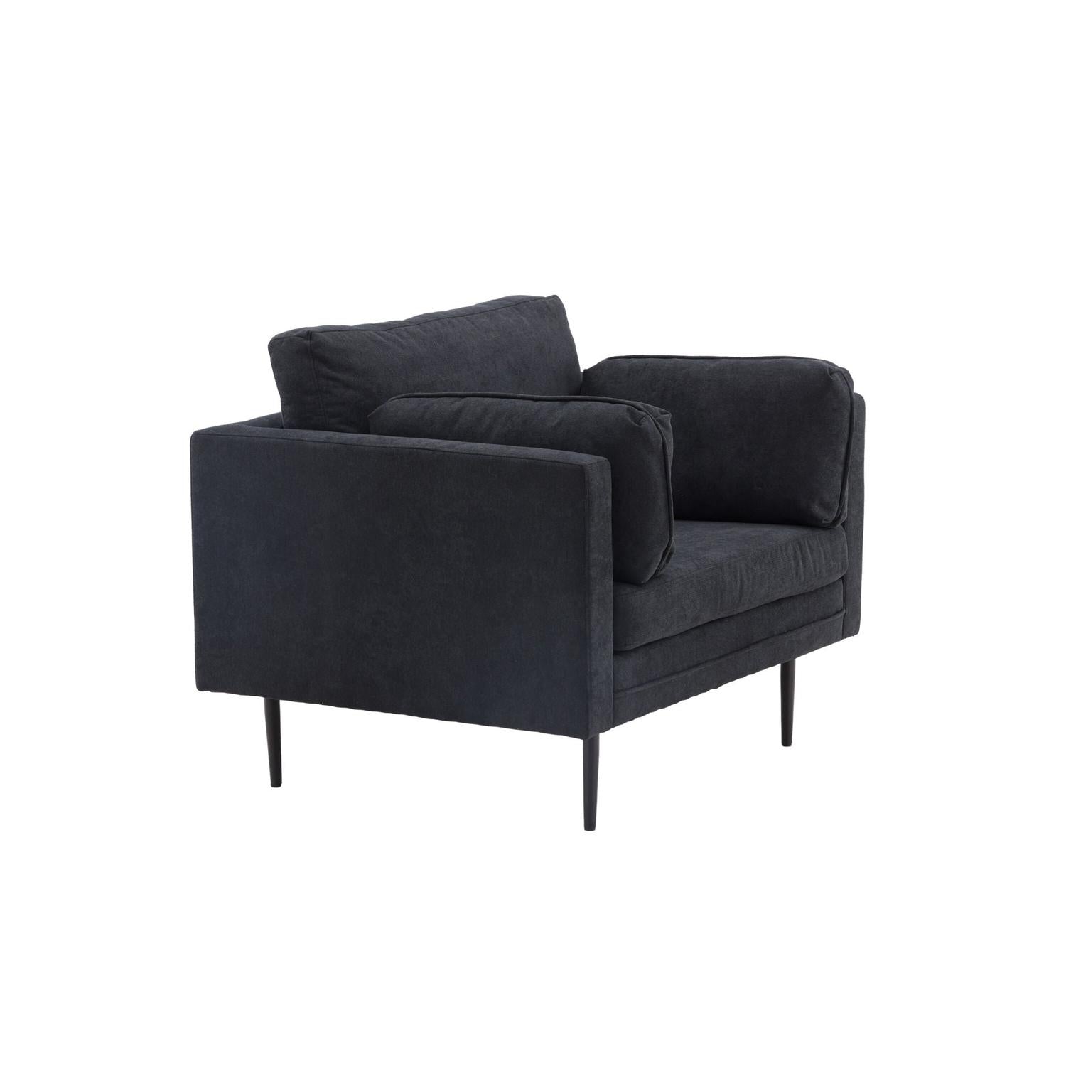 Sessel Boom aus Leinen - Schwarz-Sessel-Venture Home-le canapé