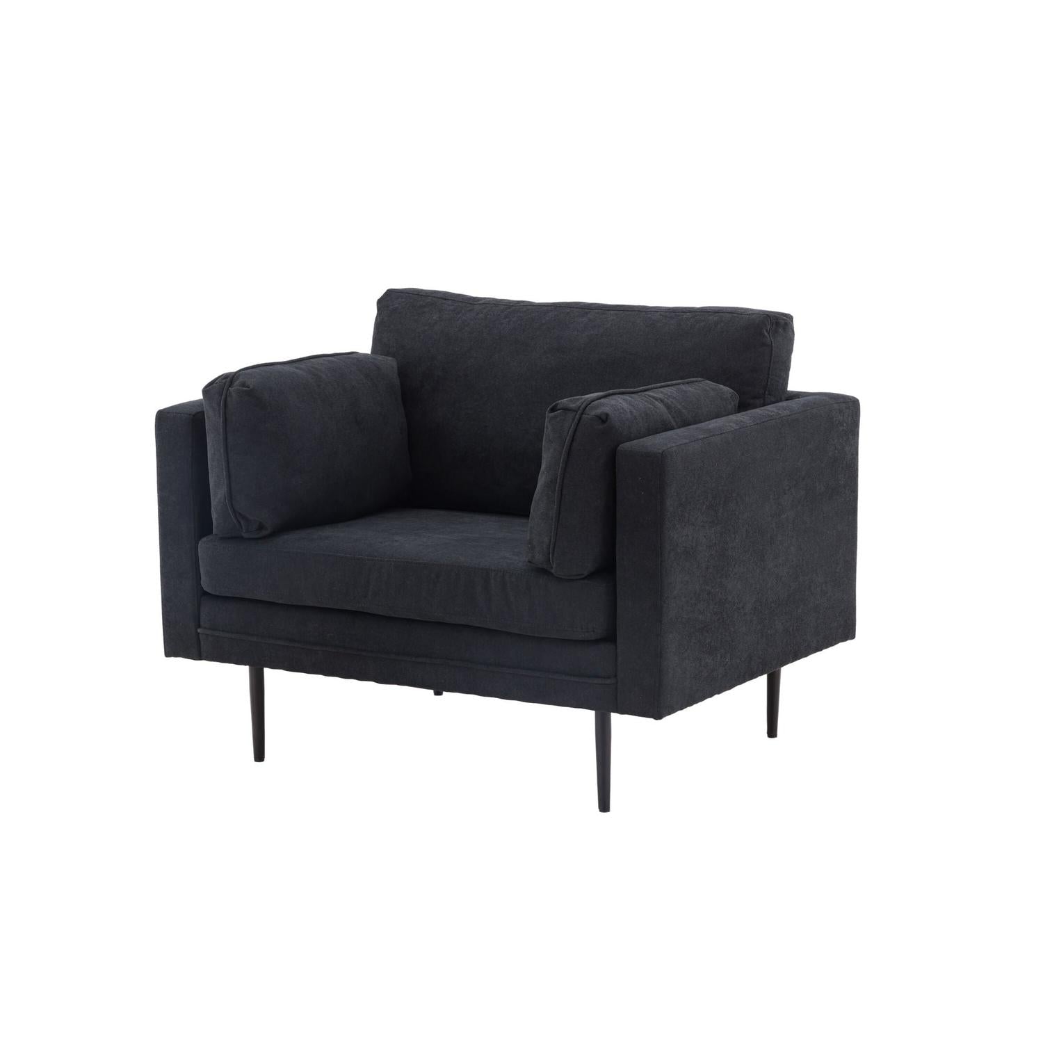 Sessel Boom aus Leinen - Schwarz-Sessel-Venture Home-le canapé