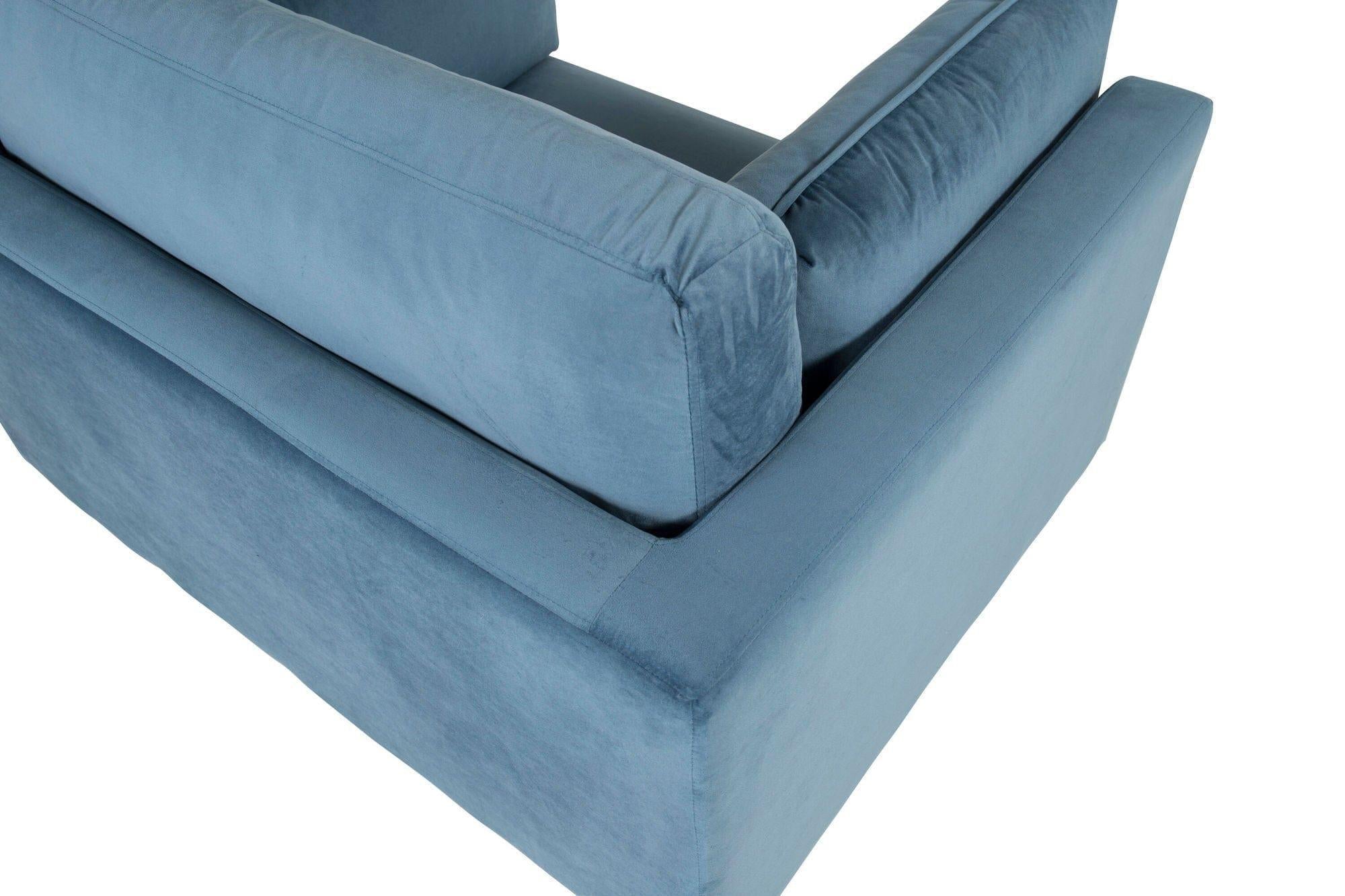 Sessel Boom aus Samt - Blau-Sessel-Venture Home-le canapé