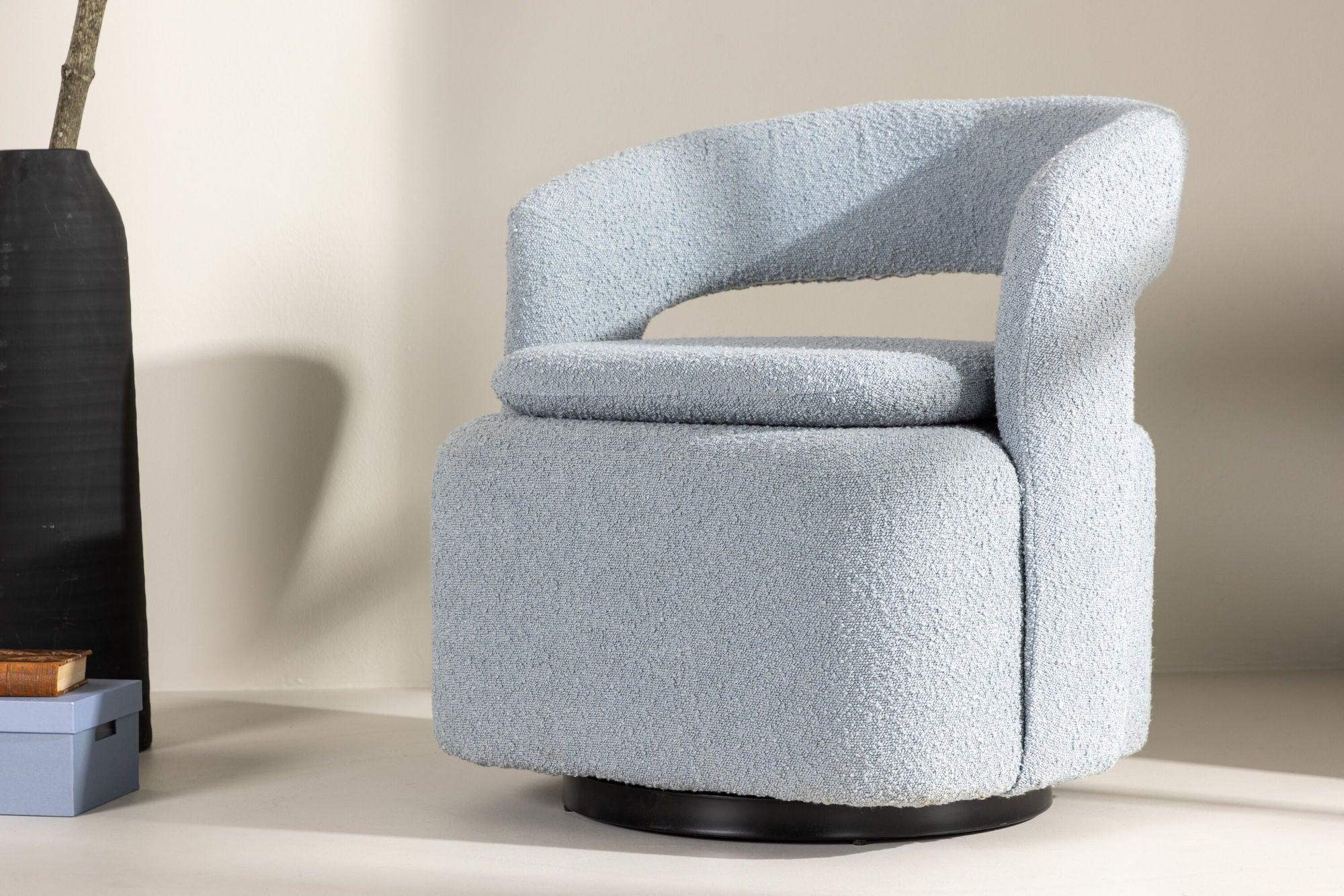 Sessel Laurel Drehsessel aus Teddy-Bouclé - Babyblau-Sessel-Venture Home-le canapé