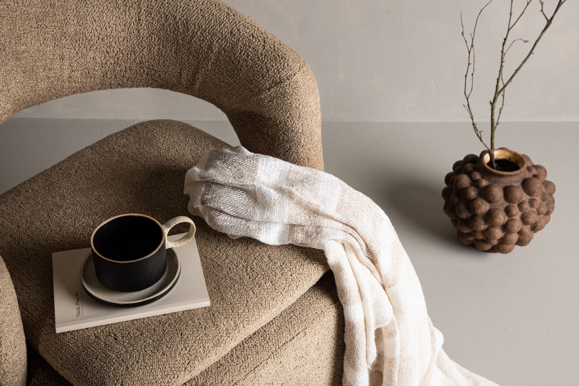 Sessel Laurel Drehsessel aus Teddy Bouclé - Braun-Sessel-Venture Home-le canapé