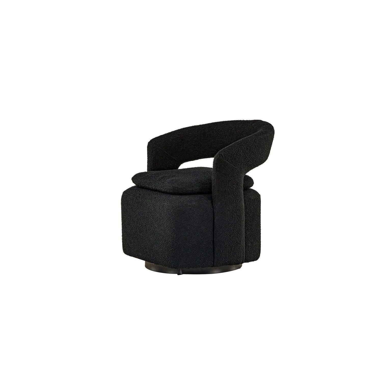 Sessel Laurel Drehsessel aus Teddy-Bouclé - Schwarz-Sessel-Venture Home-le canapé