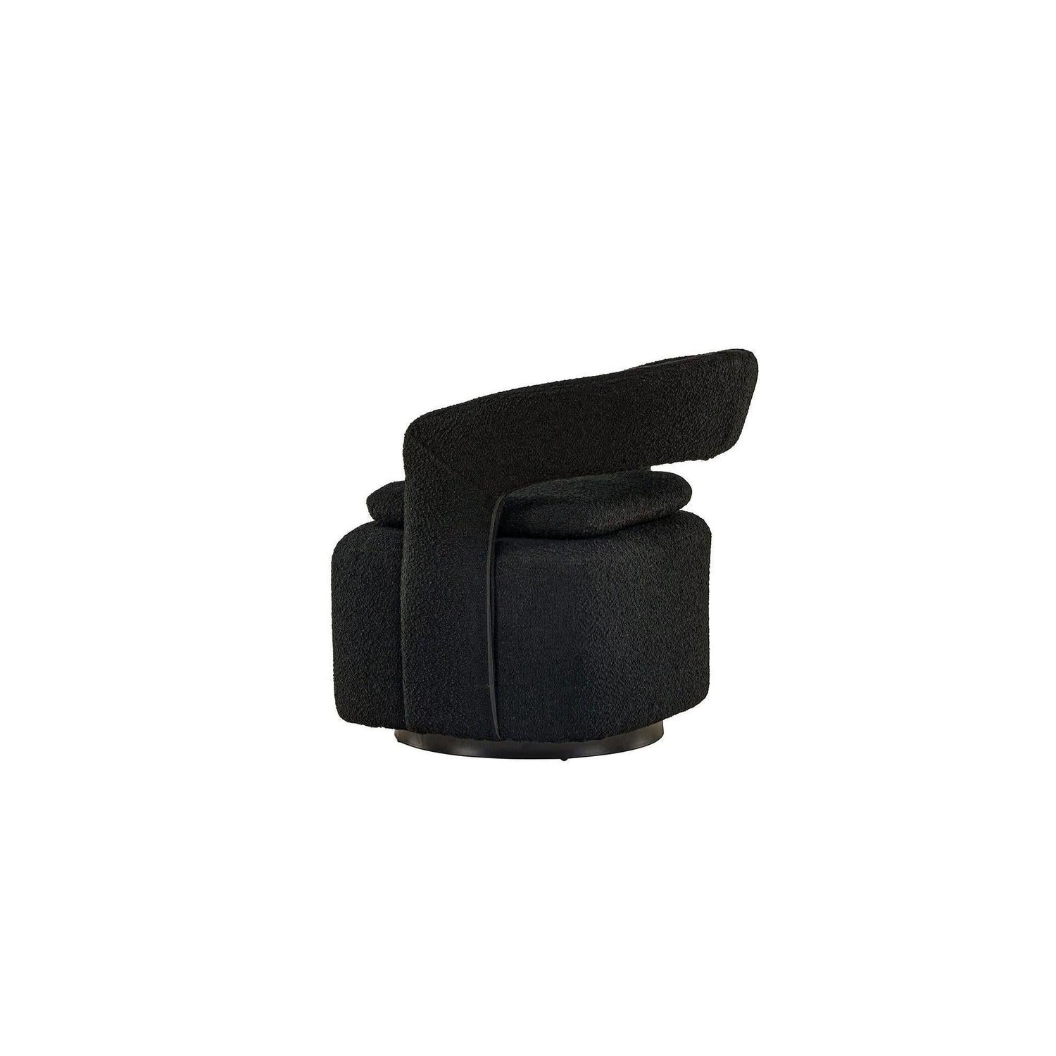Sessel Laurel Drehsessel aus Teddy-Bouclé - Schwarz-Sessel-Venture Home-le canapé