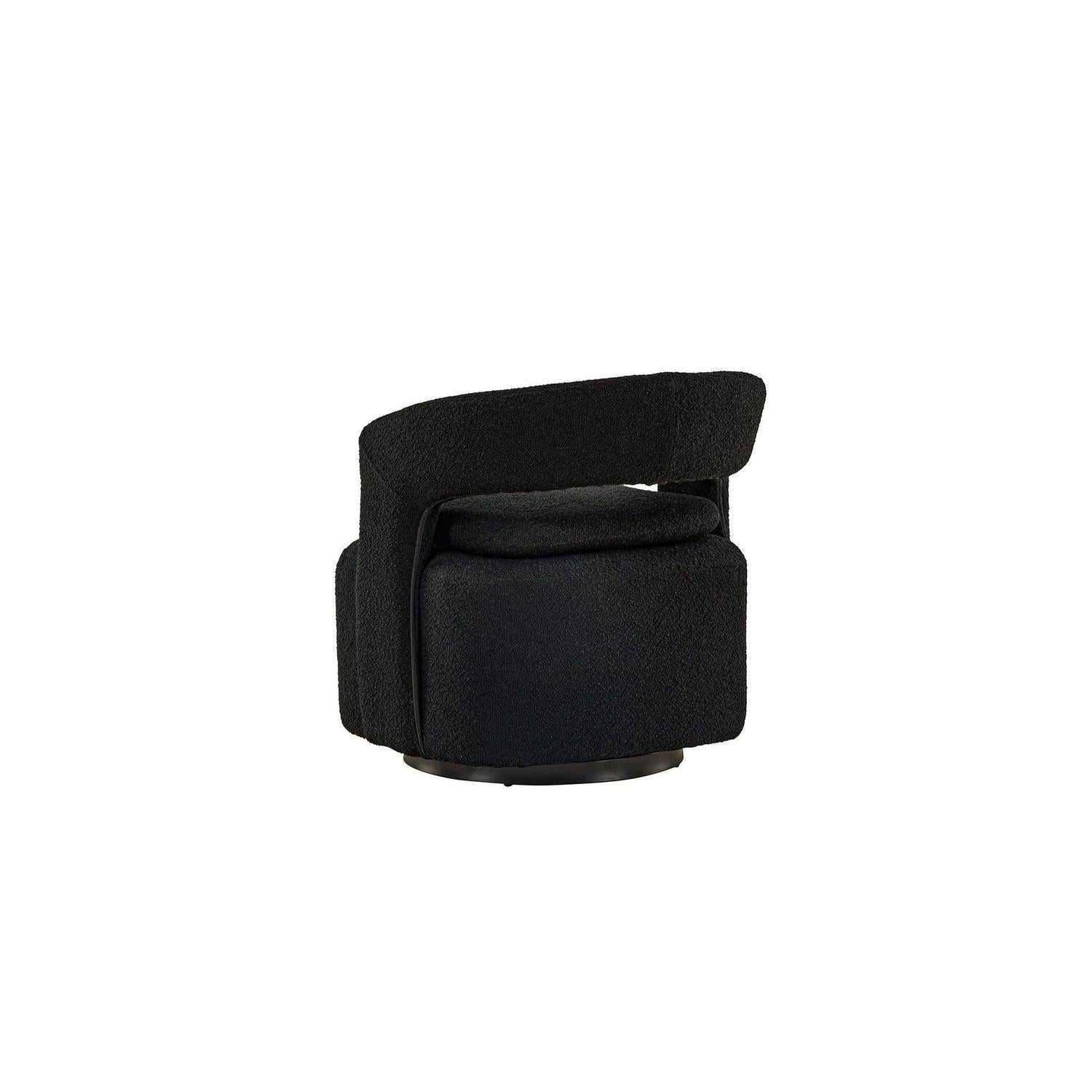 Sessel Laurel Drehsessel aus Teddy-Bouclé - Schwarz-Sessel-Venture Home-le canapé