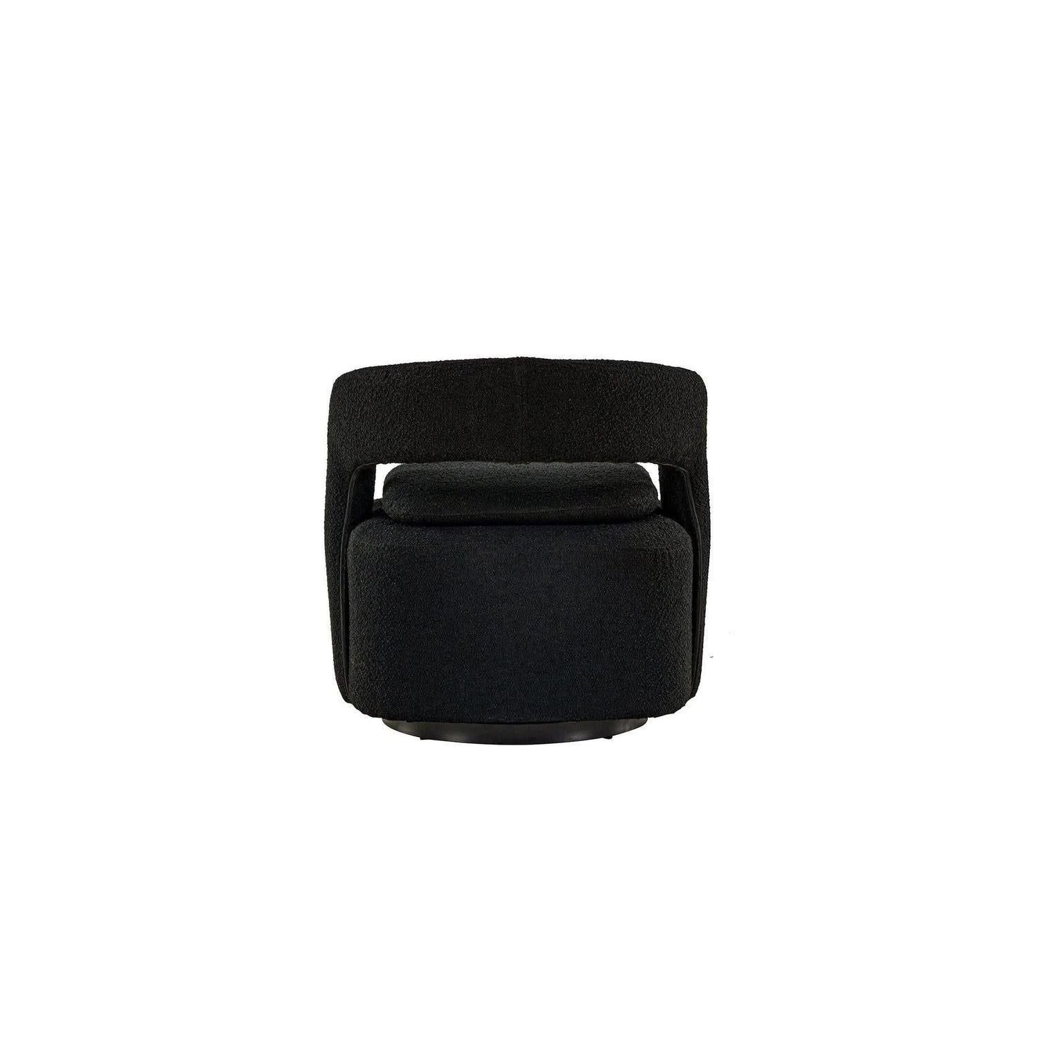 Sessel Laurel Drehsessel aus Teddy-Bouclé - Schwarz-Sessel-Venture Home-le canapé