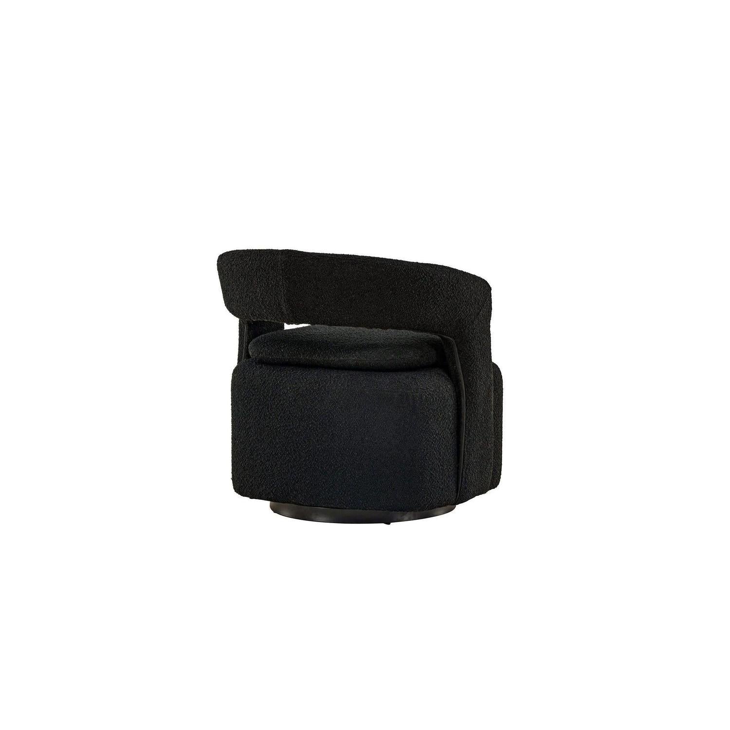 Sessel Laurel Drehsessel aus Teddy-Bouclé - Schwarz-Sessel-Venture Home-le canapé