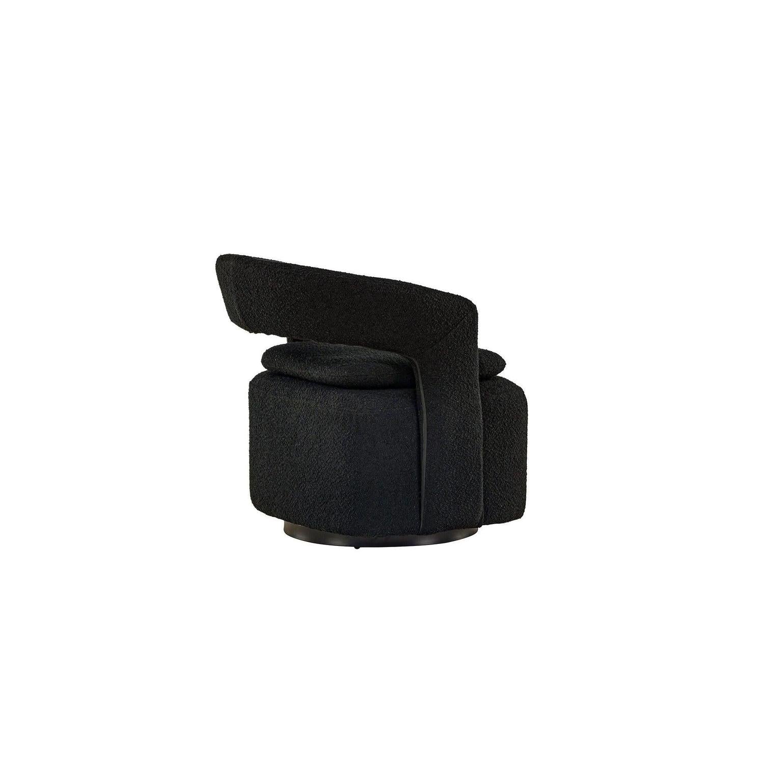 Sessel Laurel Drehsessel aus Teddy-Bouclé - Schwarz-Sessel-Venture Home-le canapé