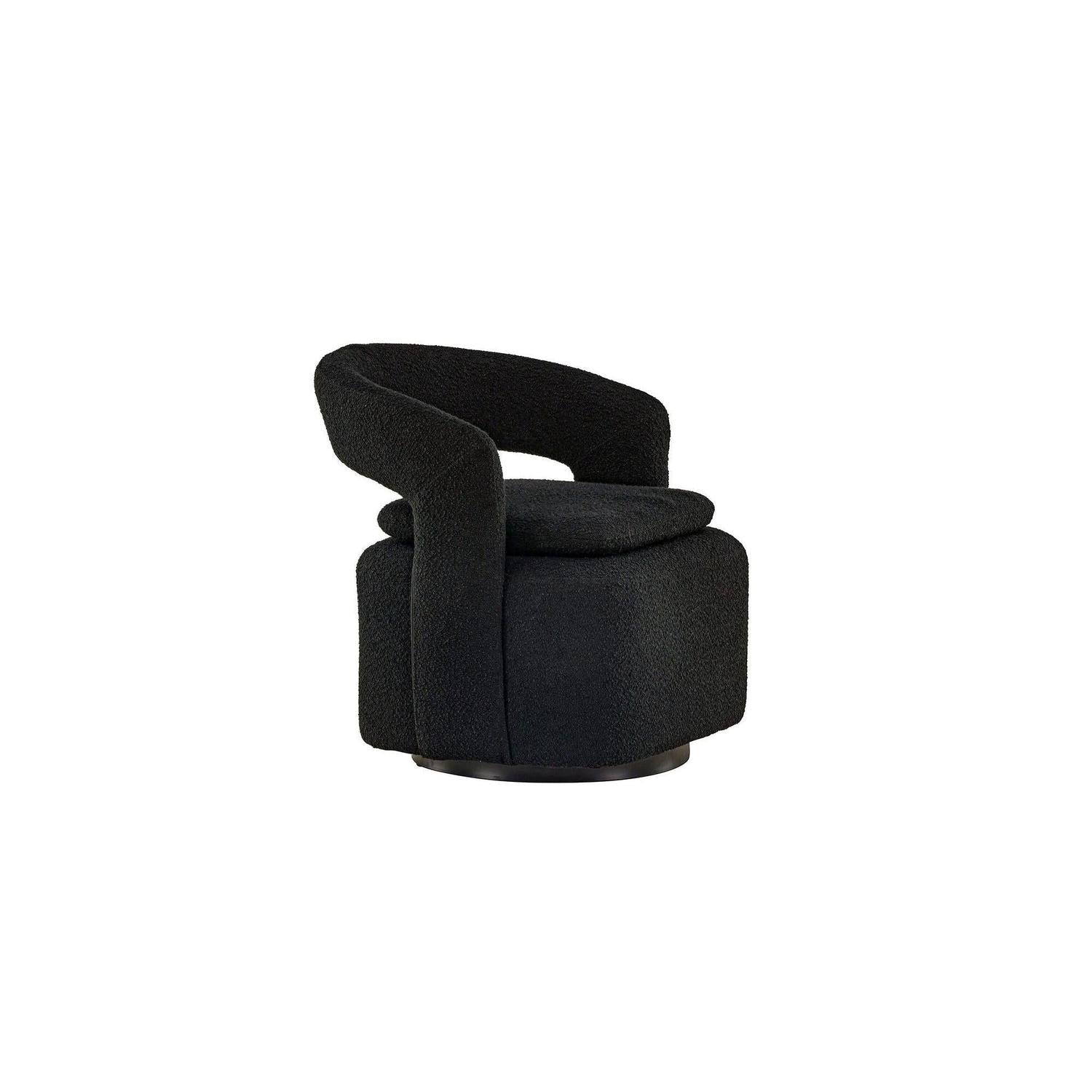 Sessel Laurel Drehsessel aus Teddy-Bouclé - Schwarz-Sessel-Venture Home-le canapé