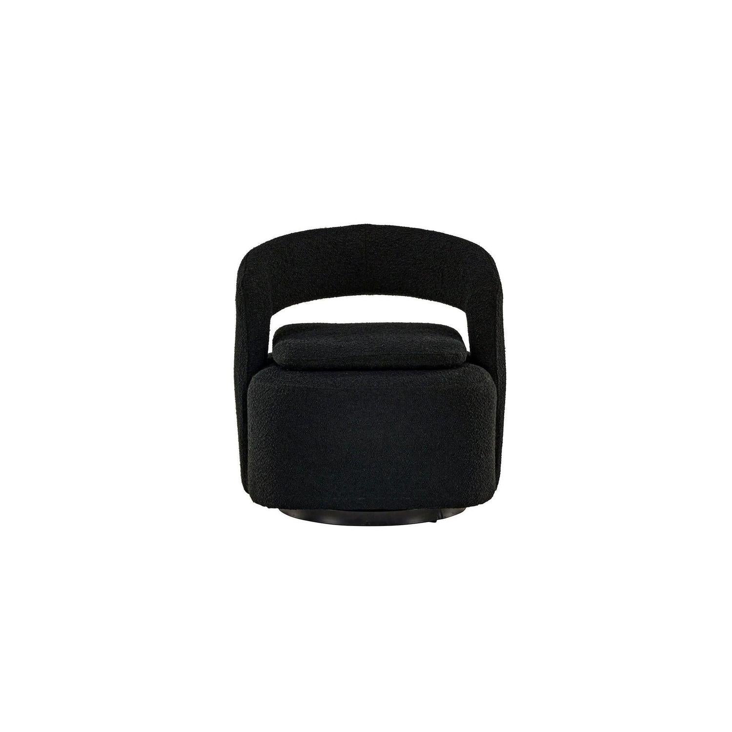 Sessel Laurel Drehsessel aus Teddy-Bouclé - Schwarz-Sessel-Venture Home-le canapé