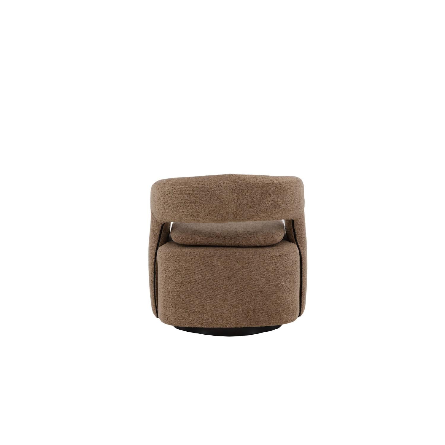Sessel Laurel Drehsessel aus Teddy-Boucle Stoff- Braun-Sessel-Venture Home-le canapé