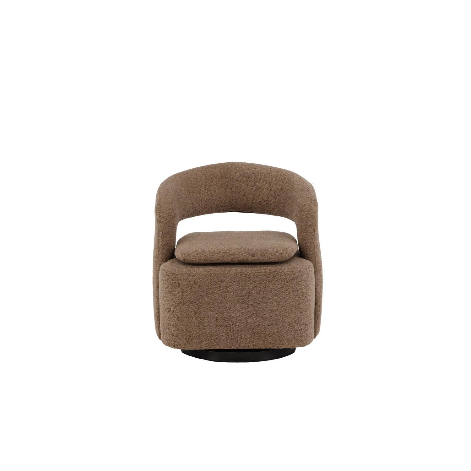 Sessel Laurel Drehsessel aus Teddy-Boucle Stoff- Braun-Sessel-Venture Home-le canapé