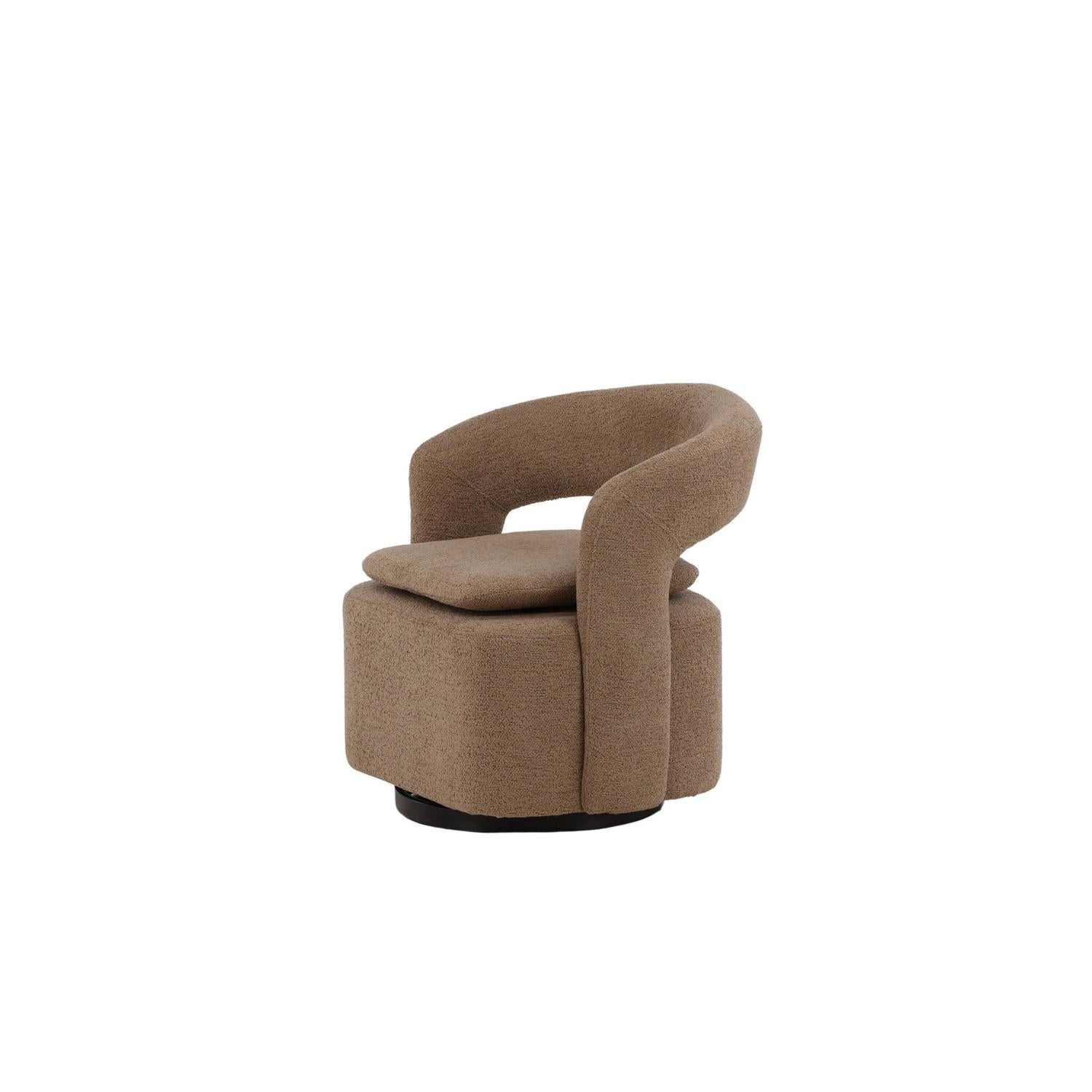 Sessel Laurel Drehsessel aus Teddy-Boucle Stoff- Braun-Sessel-Venture Home-le canapé