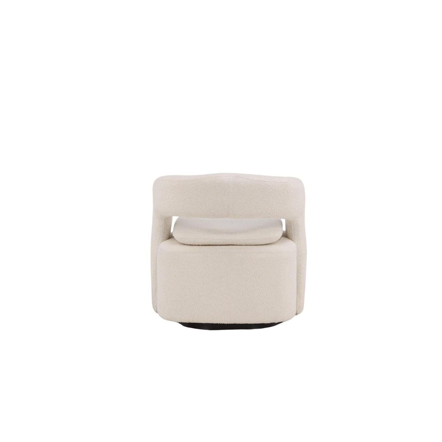 Sessel Laurel Drehsessel aus Teddy-Bouclé - Weiß-Sessel-Venture Home-le canapé