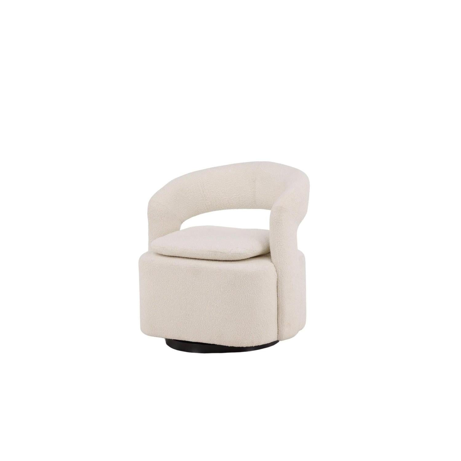 Sessel Laurel Drehsessel aus Teddy-Bouclé - Weiß-Sessel-Venture Home-le canapé