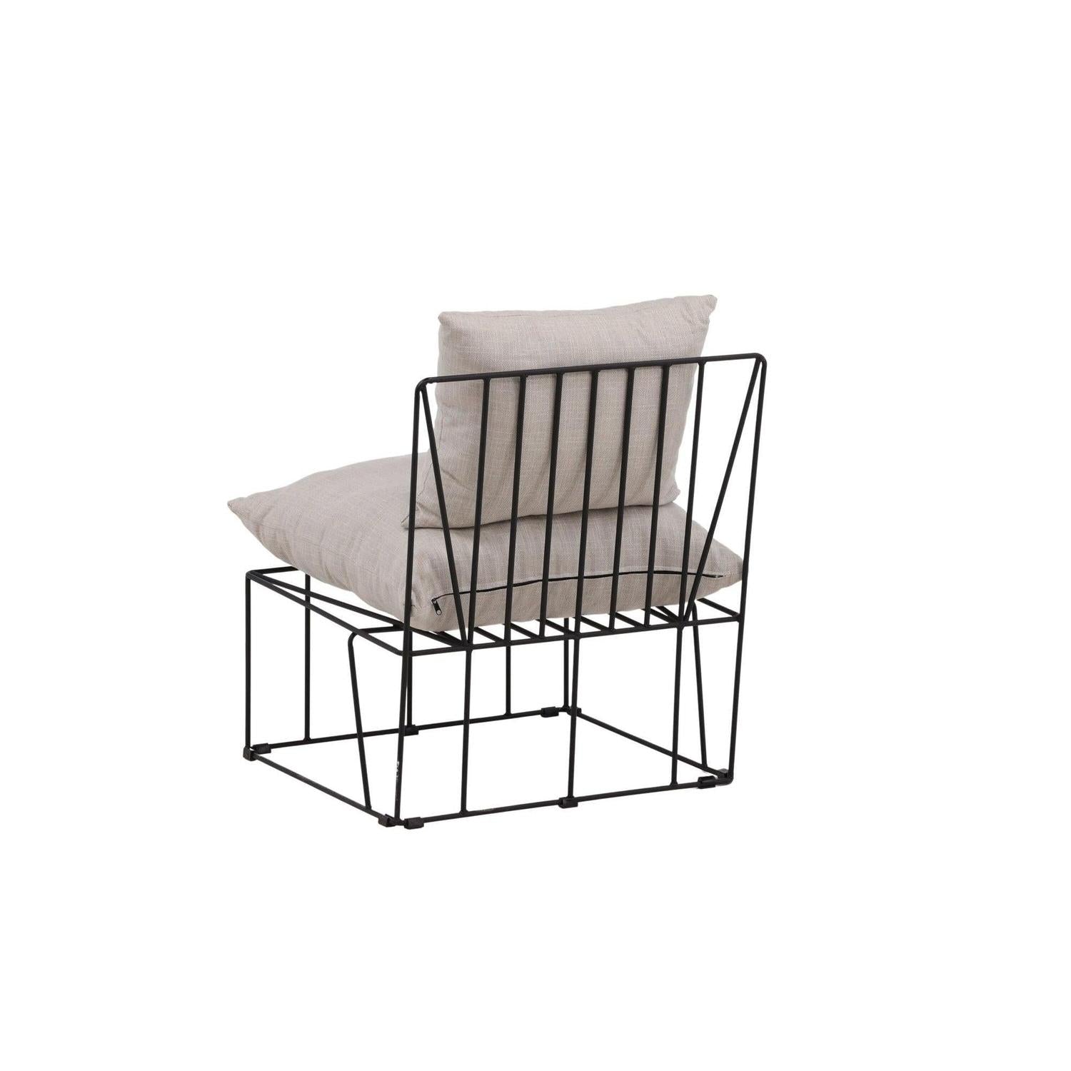 Sessel Livonia aus Leinen mit Metallgestell - Schwarz-Sessel-Venture Home-le canapé