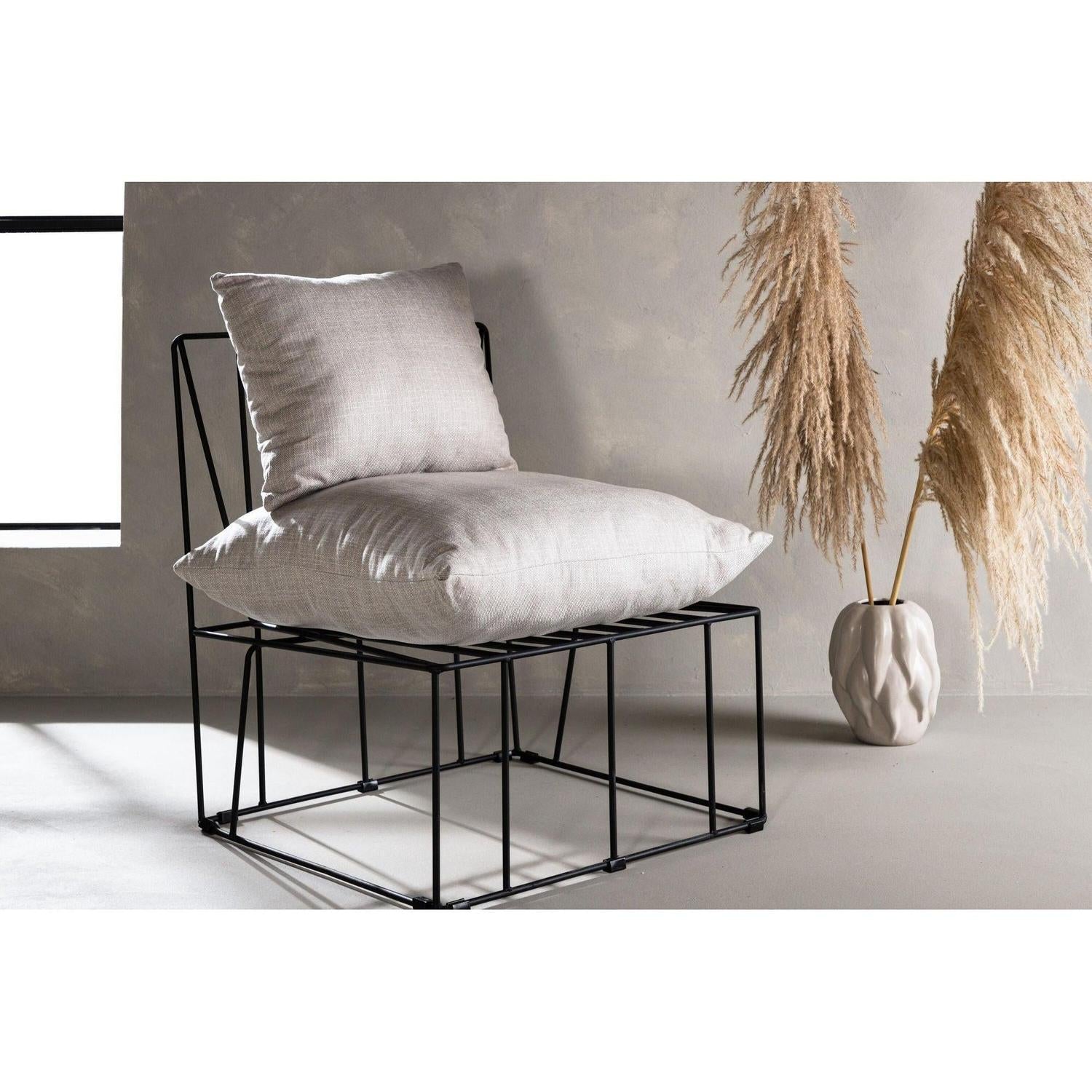 Sessel Livonia aus Leinen mit Metallgestell - Schwarz-Sessel-Venture Home-le canapé