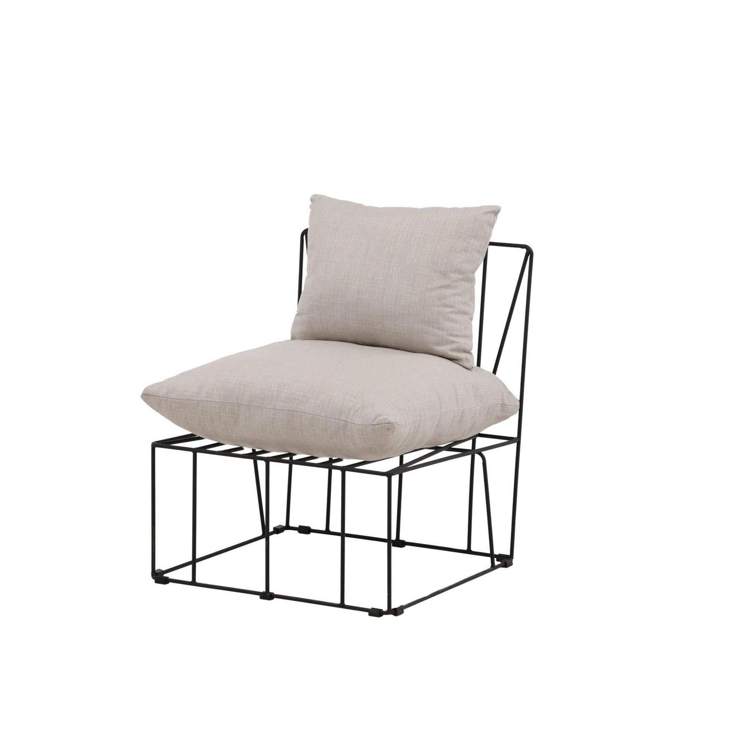 Sessel Livonia aus Leinen mit Metallgestell - Schwarz-Sessel-Venture Home-le canapé