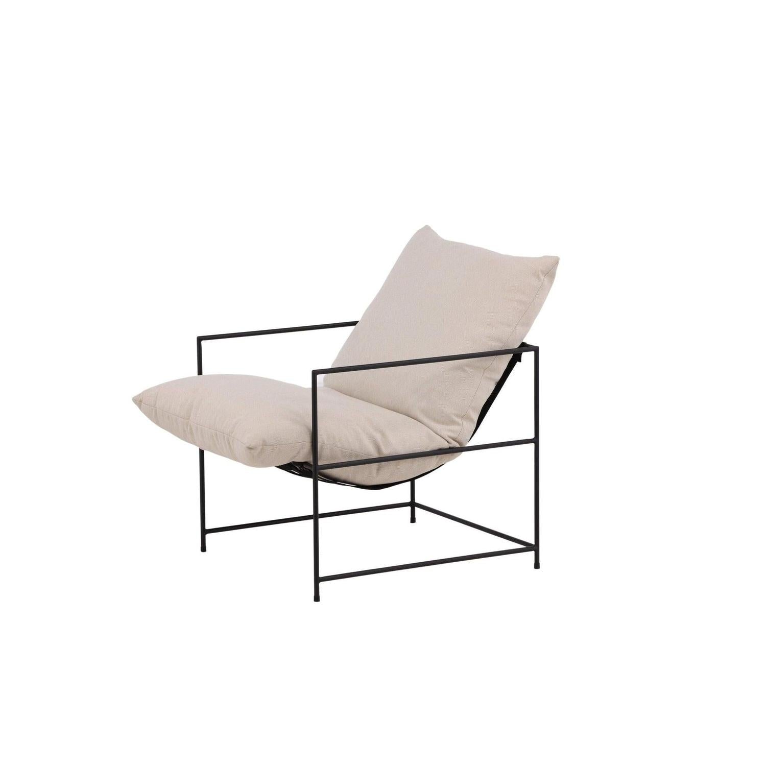 Sessel Sedalia aus Leinen mit Metallgestell - Schwarz-Loungesessel-Venture Home-le canapé