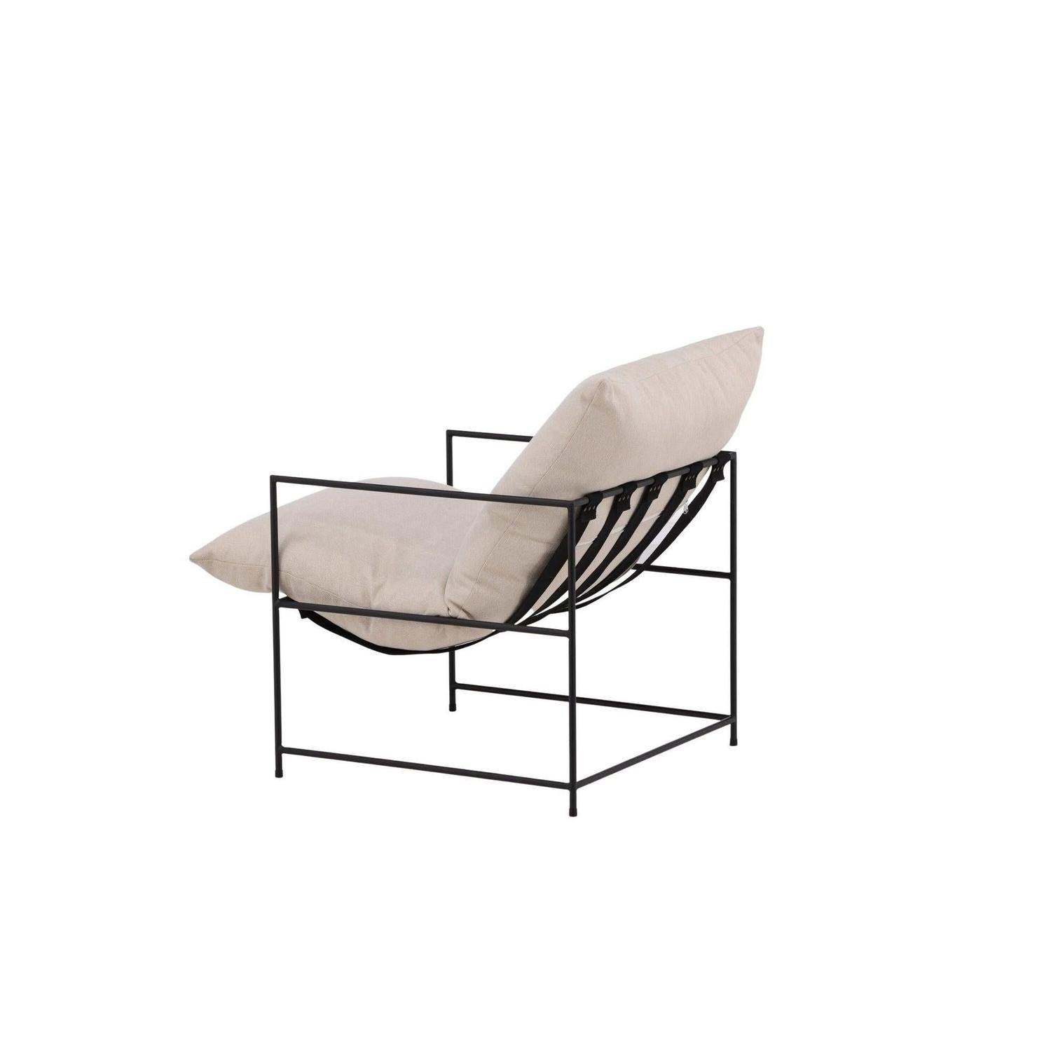 Sessel Sedalia aus Leinen mit Metallgestell - Schwarz-Loungesessel-Venture Home-le canapé