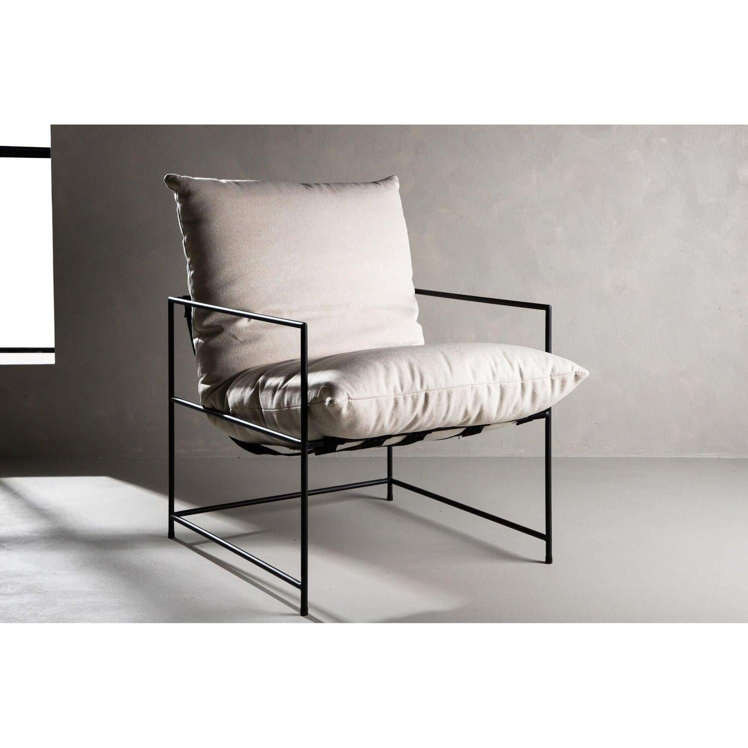 Sessel Sedalia aus Leinen mit Metallgestell - Schwarz-Loungesessel-Venture Home-le canapé