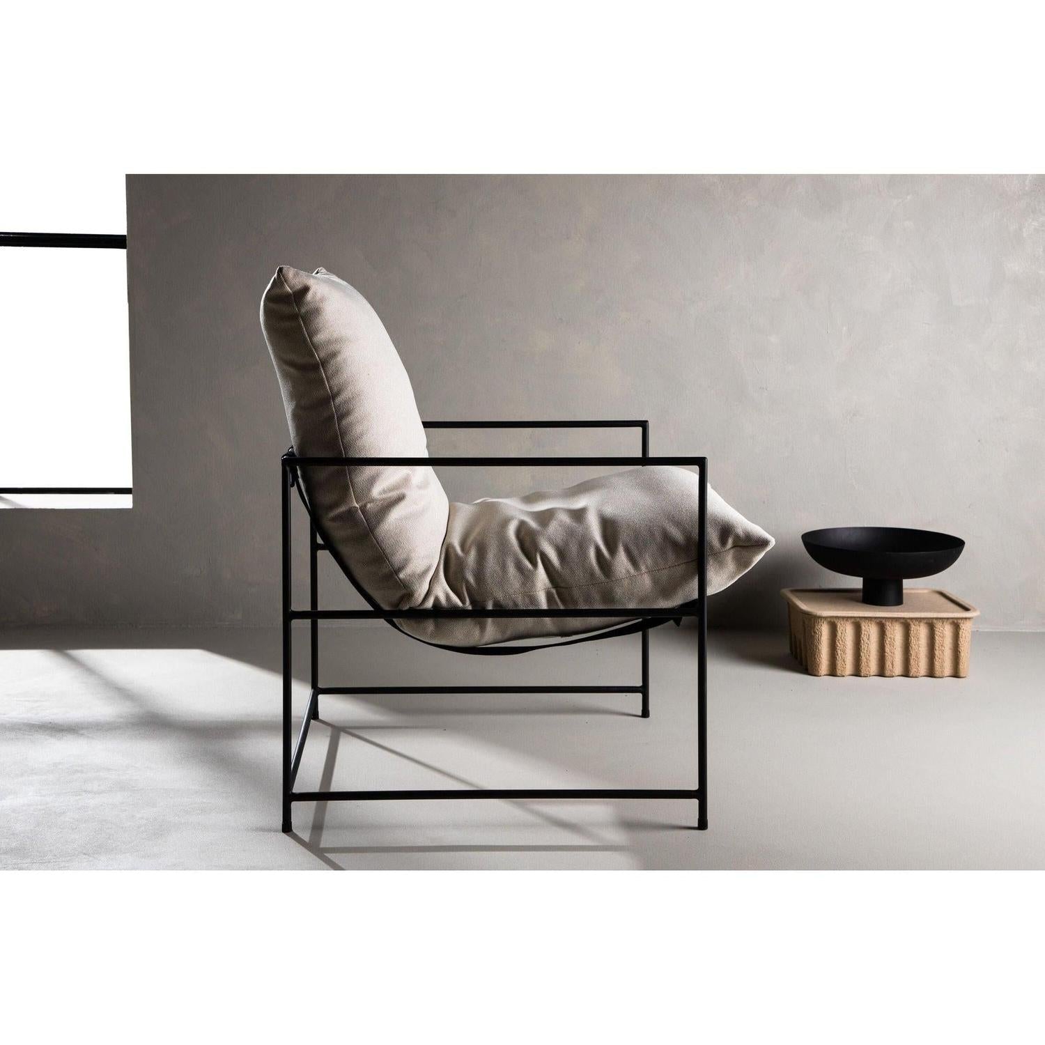 Sessel Sedalia aus Leinen mit Metallgestell - Schwarz-Loungesessel-Venture Home-le canapé