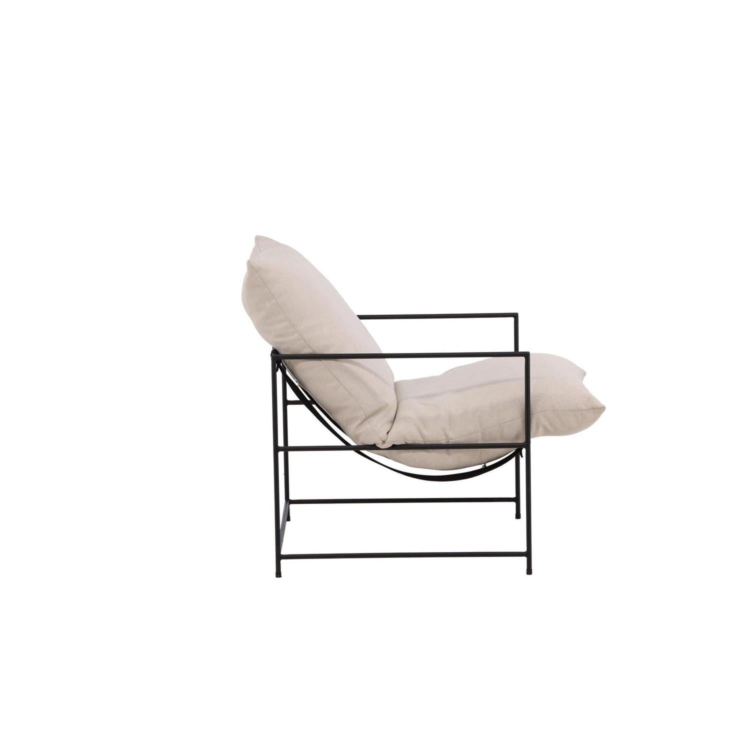 Sessel Sedalia aus Leinen mit Metallgestell - Schwarz-Loungesessel-Venture Home-le canapé