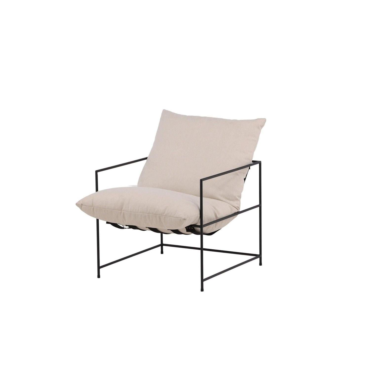 Sessel Sedalia aus Leinen mit Metallgestell - Schwarz-Loungesessel-Venture Home-le canapé