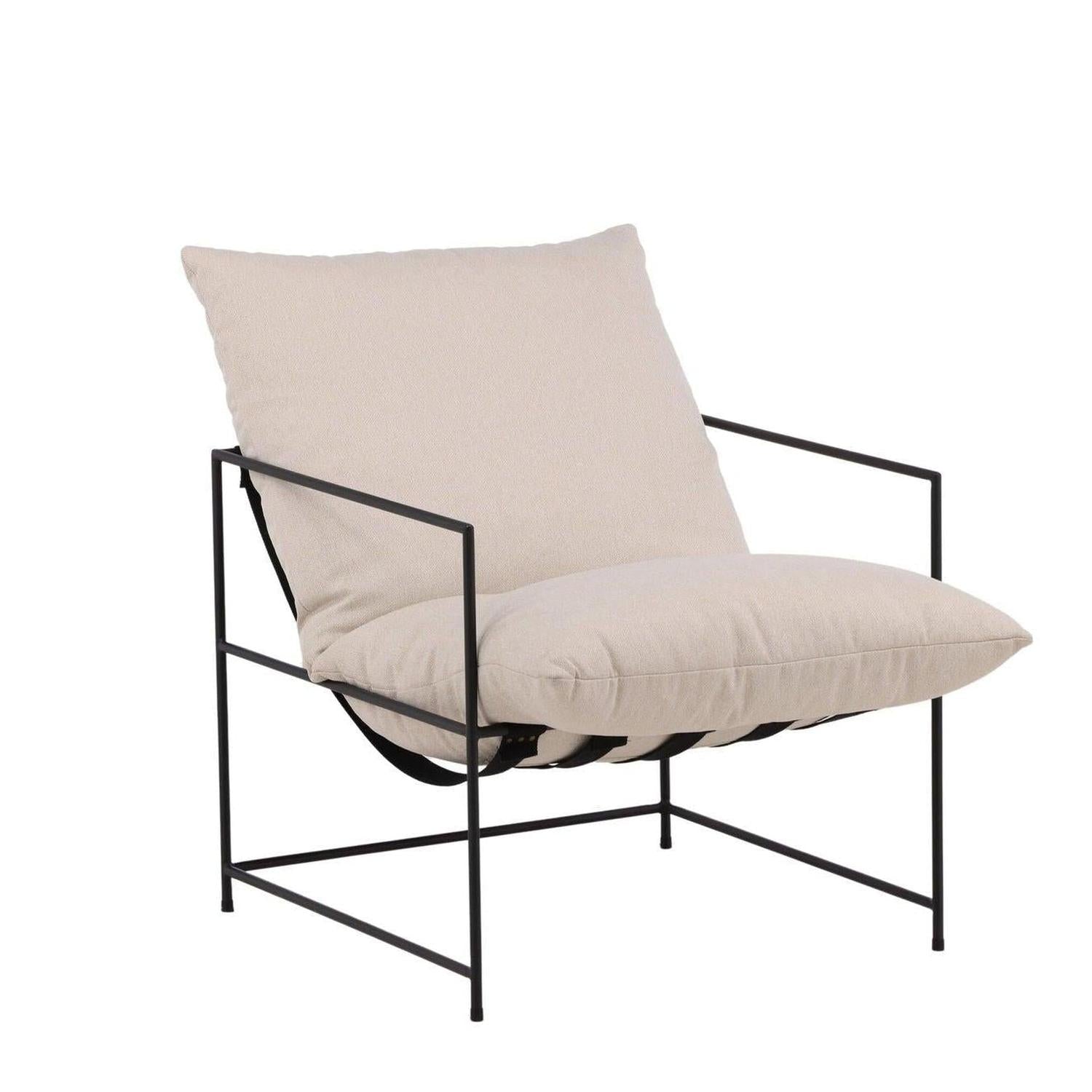 Sessel Sedalia aus Leinen mit Metallgestell - Schwarz-Loungesessel-Venture Home-le canapé