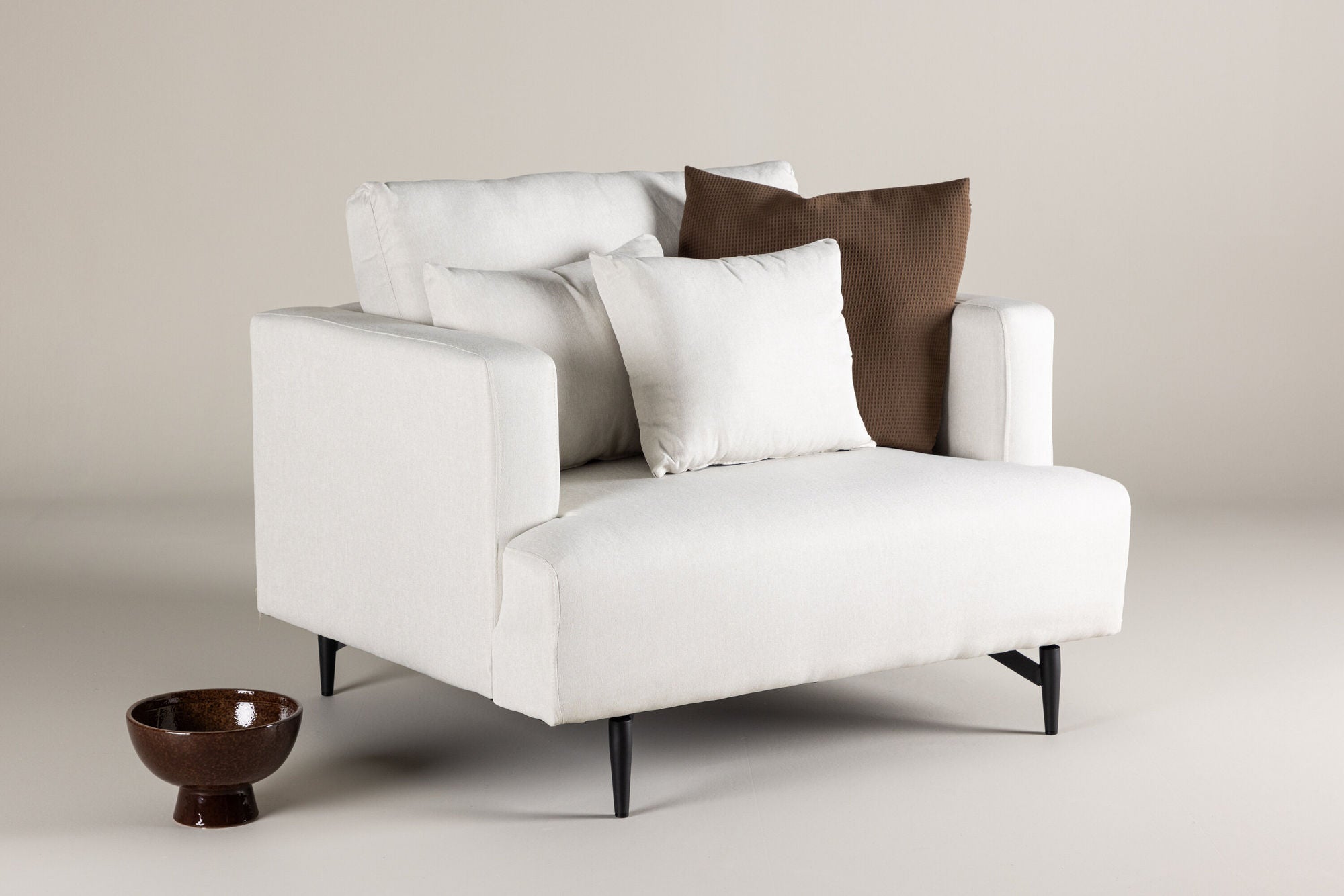 Sessel Sofia aus Leinen - Cremeweiß-Sessel-Venture Home-le canapé