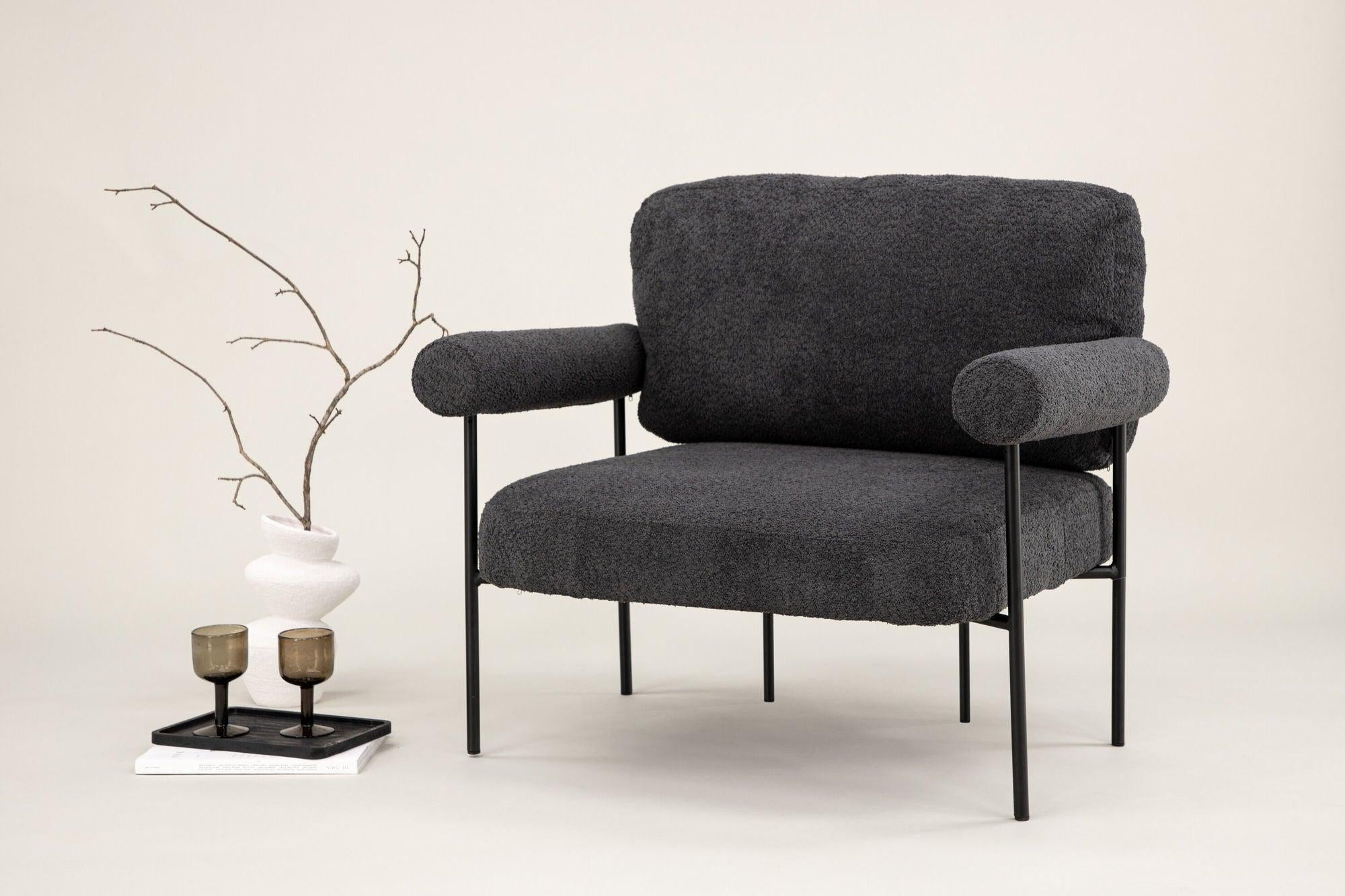 Sessel Tillberga x Josefin Lustig aus Teddy-Bouclé - Dunkelgrau-Sessel-Vind-le canapé