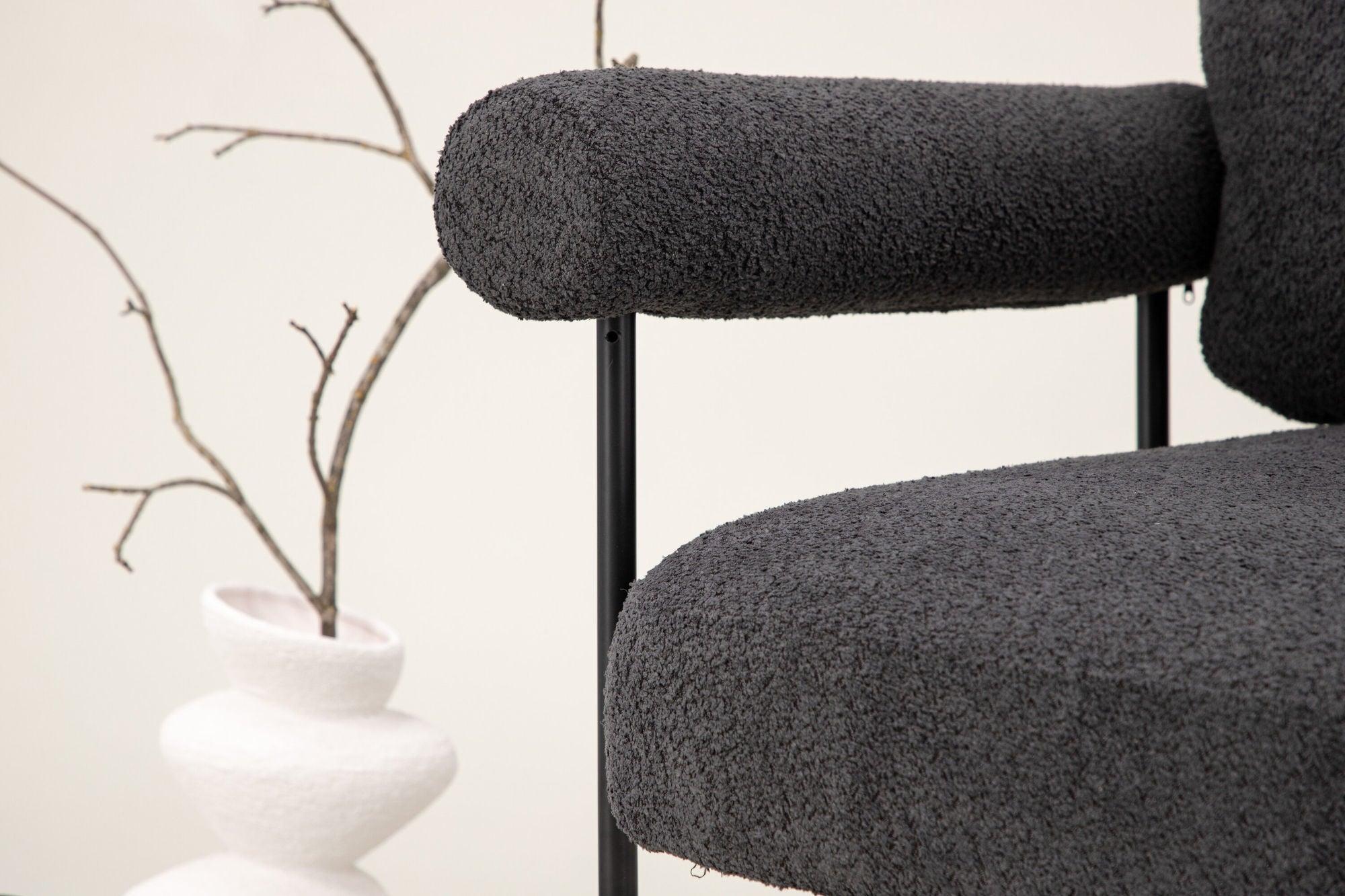 Sessel Tillberga x Josefin Lustig aus Teddy-Bouclé - Dunkelgrau-Sessel-Vind-le canapé