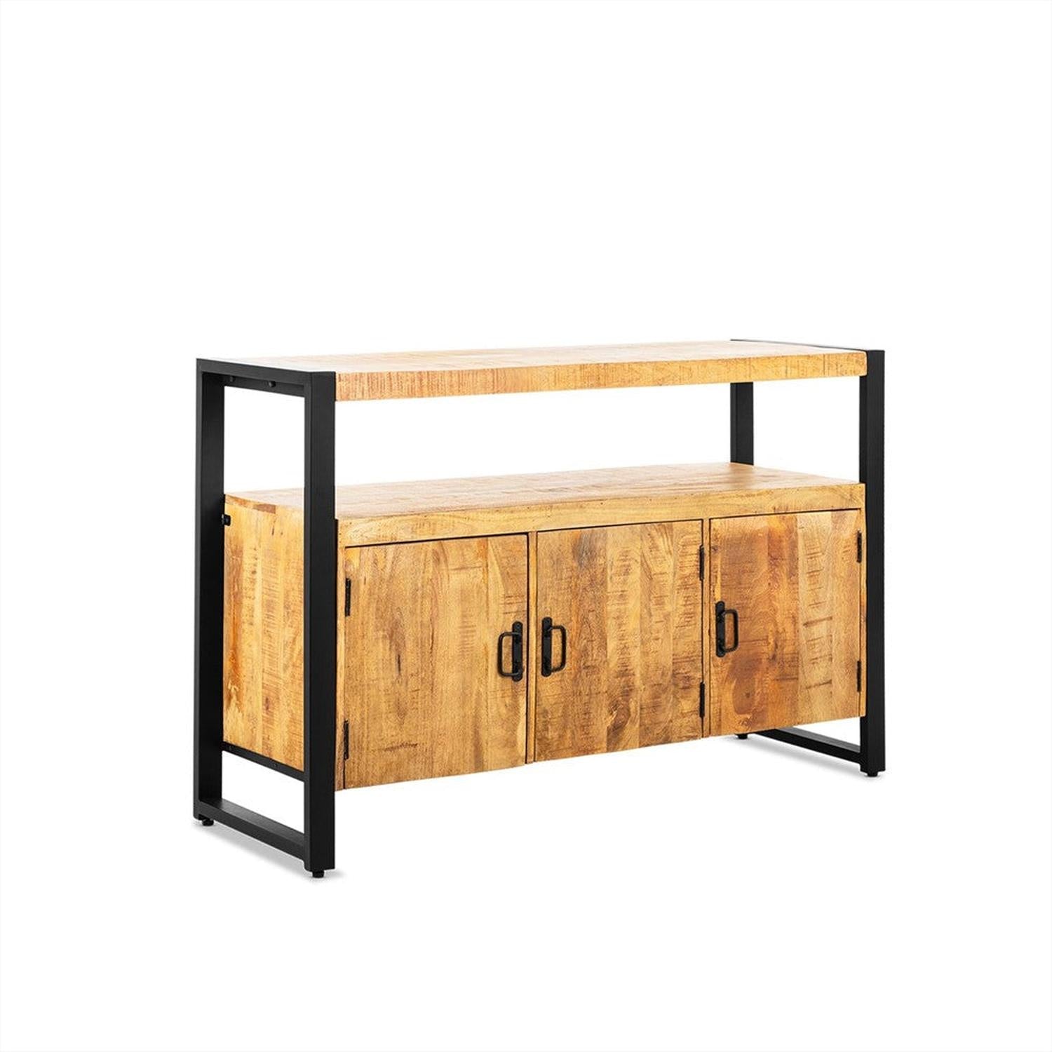 Sideboard Britt aus Mangoholz mit 3 Türen 135cm - Hellbraun-Sideboards-Benoa-le canapé