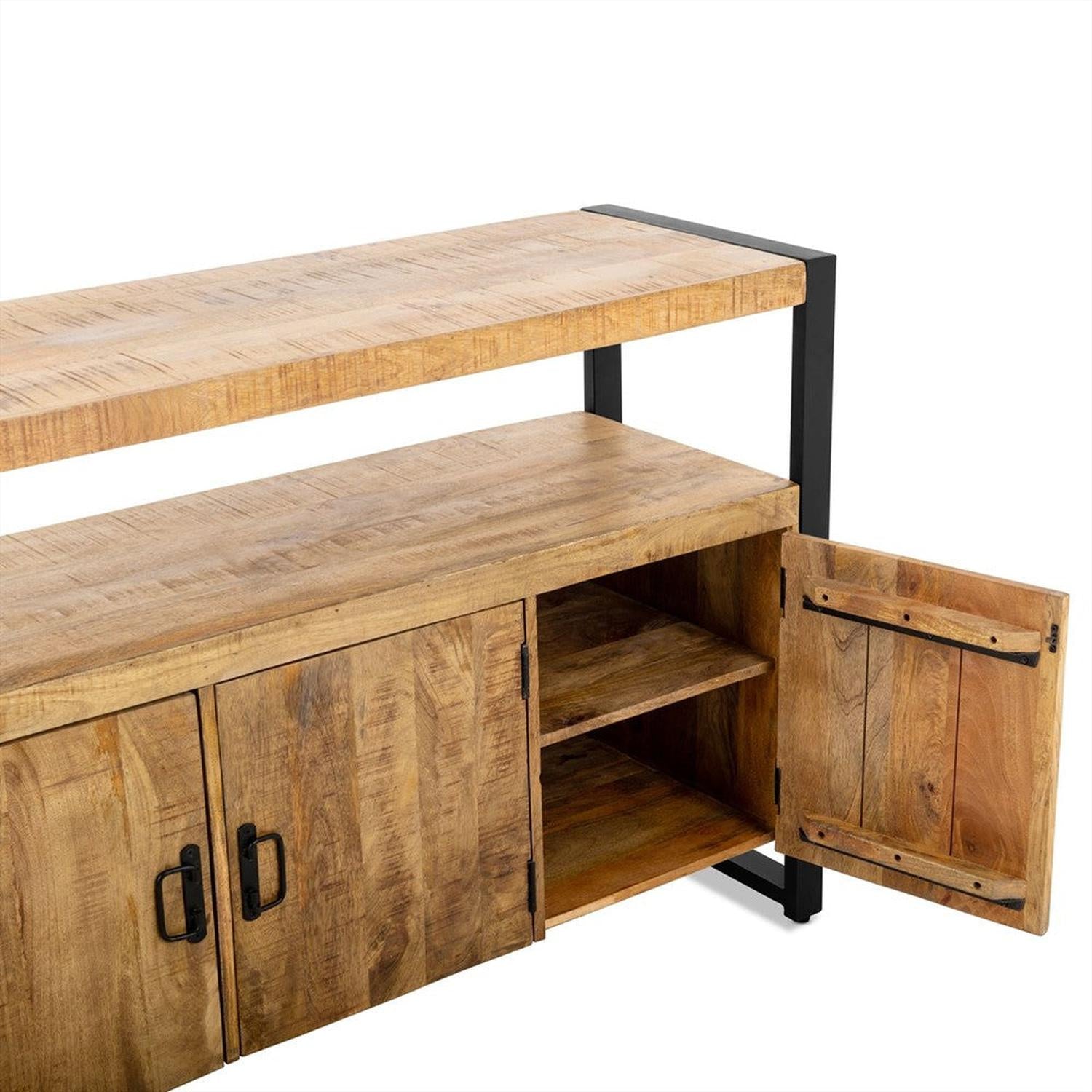 Sideboard Britt aus Mangoholz mit 3 Türen 135cm - Hellbraun-Sideboards-Benoa-le canapé