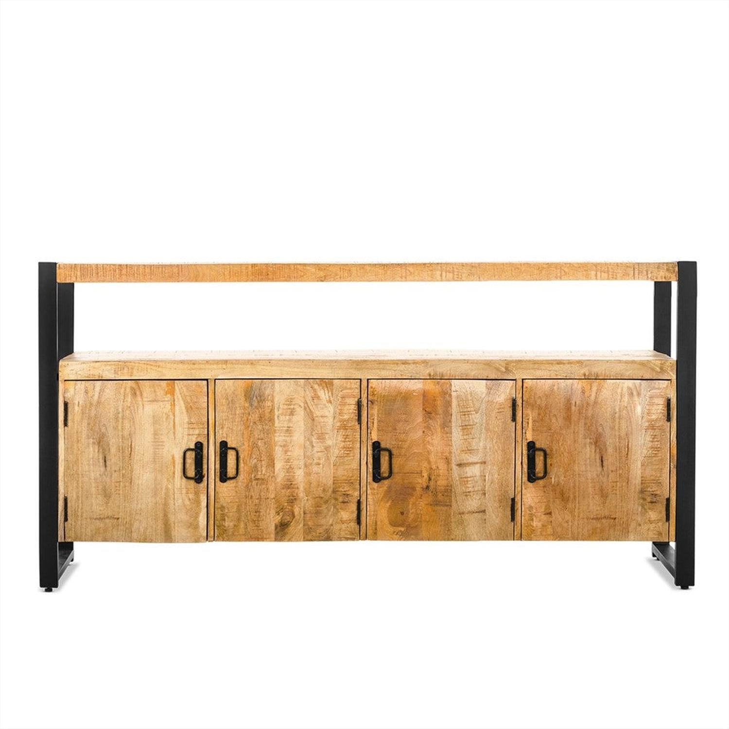 Sideboard Britt aus Mangoholz mit 4 Türen 175cm - Hellbraun-Sideboards-Benoa-le canapé