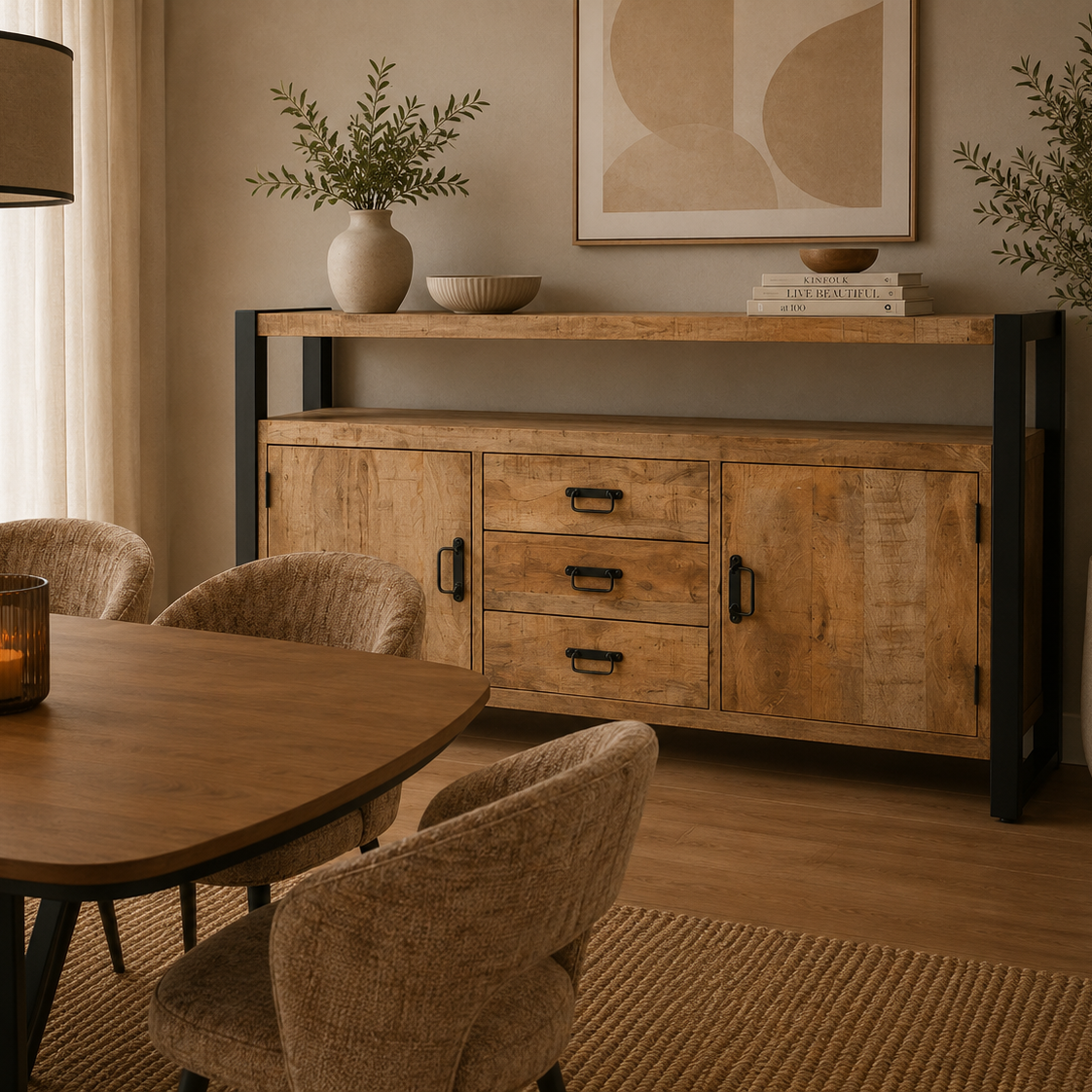 Sideboard Britt mit Schubladen und Türen 135cm - Hellbraun-Sideboards-Benoa-le canapé