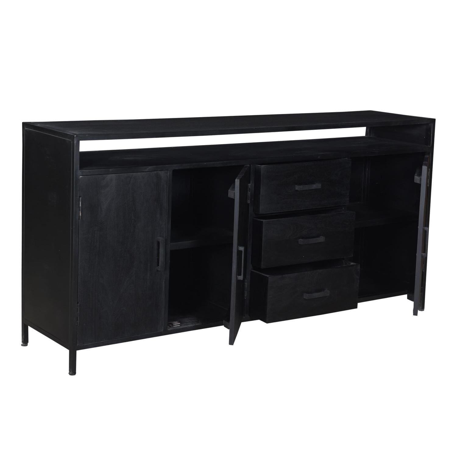 Sideboard Kala aus Mangoholz 180*40cm - Schwarz-Sideboards-Livingfurn-le canapé
