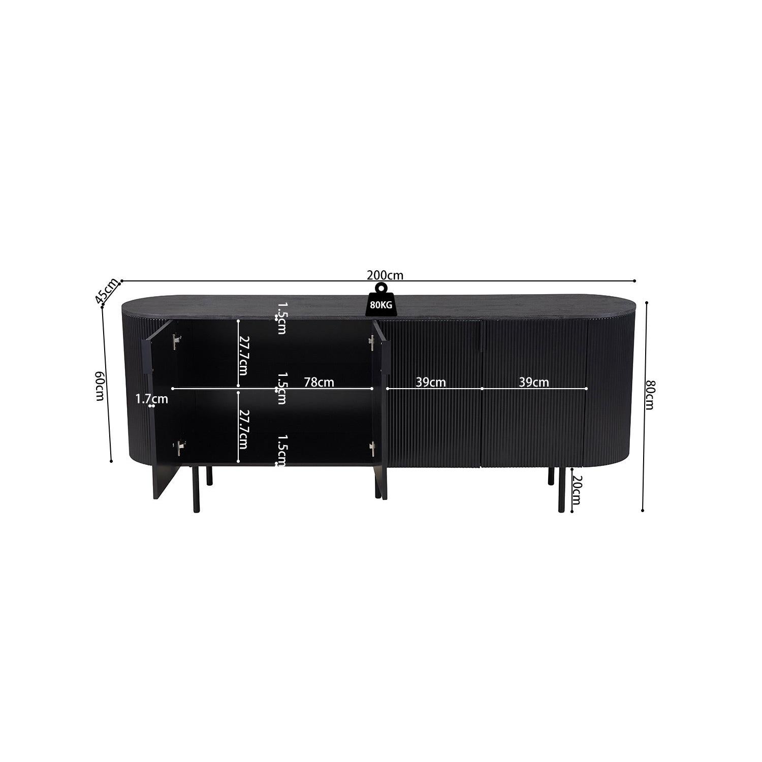 Sideboard Lagos 200cm - Dunkelbraun-Sideboards-Rousseau-le canapé