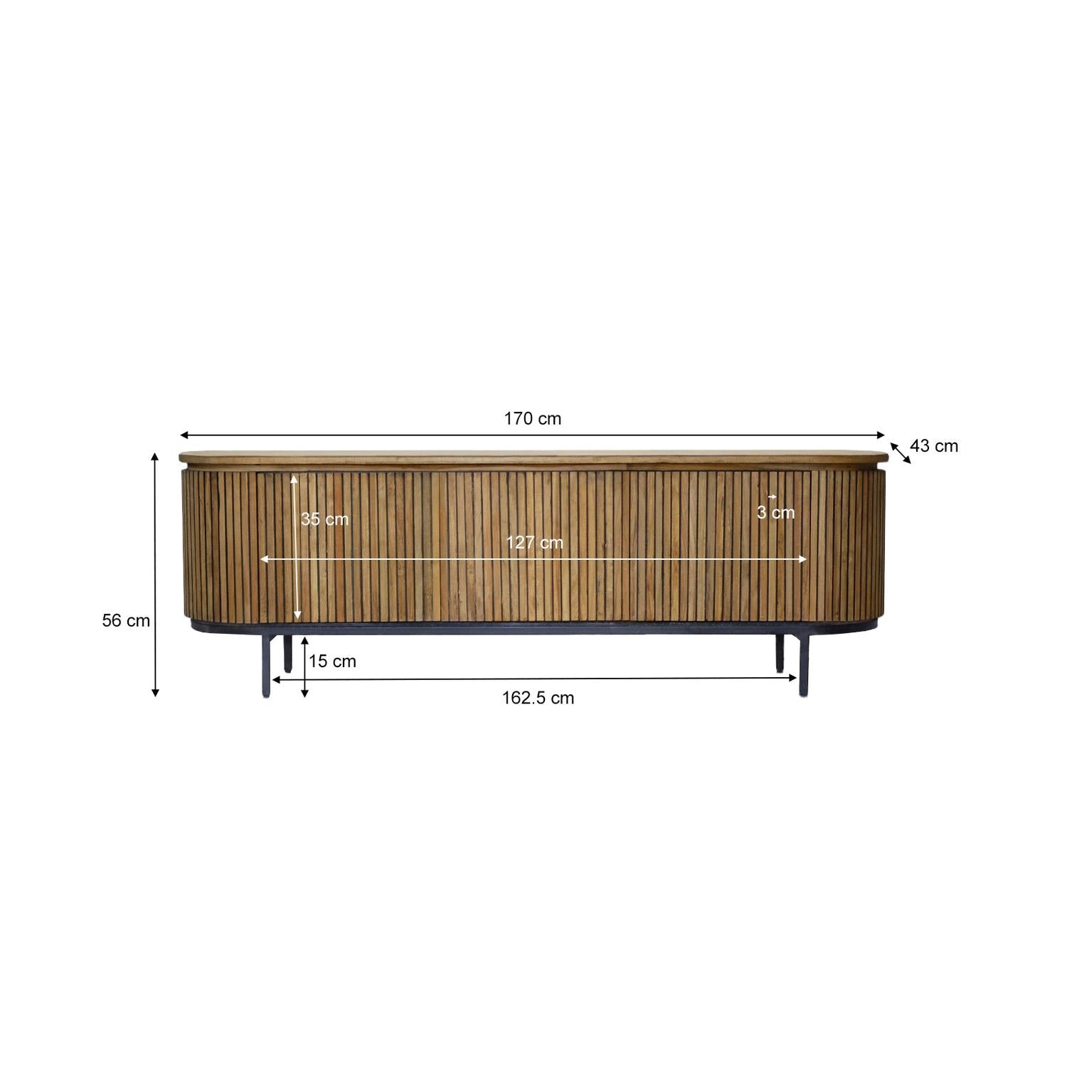 Sideboard Lausanne aus Teakholz 170cm - Braun-Sideboards-Livingfurn-le canapé