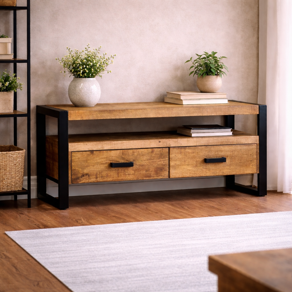 Sideboard Nairobi aus Mangoholz 120cm - Braun-Sideboards-Livingfurn-le canapé