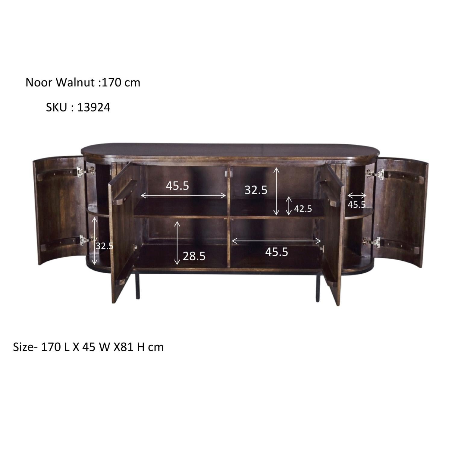 Sideboard Noor aus Mangoholz 170cm - Dunkelbraun-Sideboards-Livingfurn-le canapé