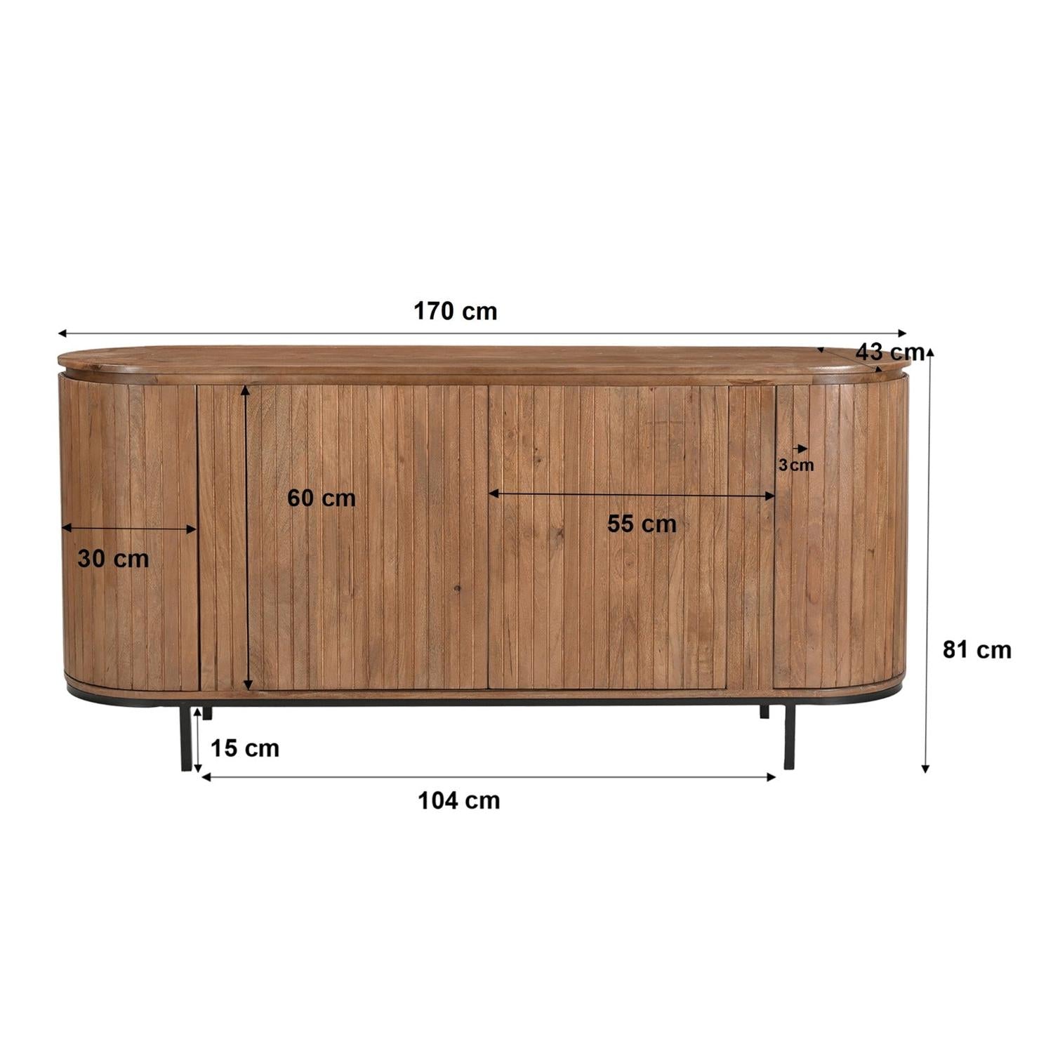 Sideboard Noor aus Mangoholz 170cm - Hellbraun-Sideboards-Livingfurn-le canapé