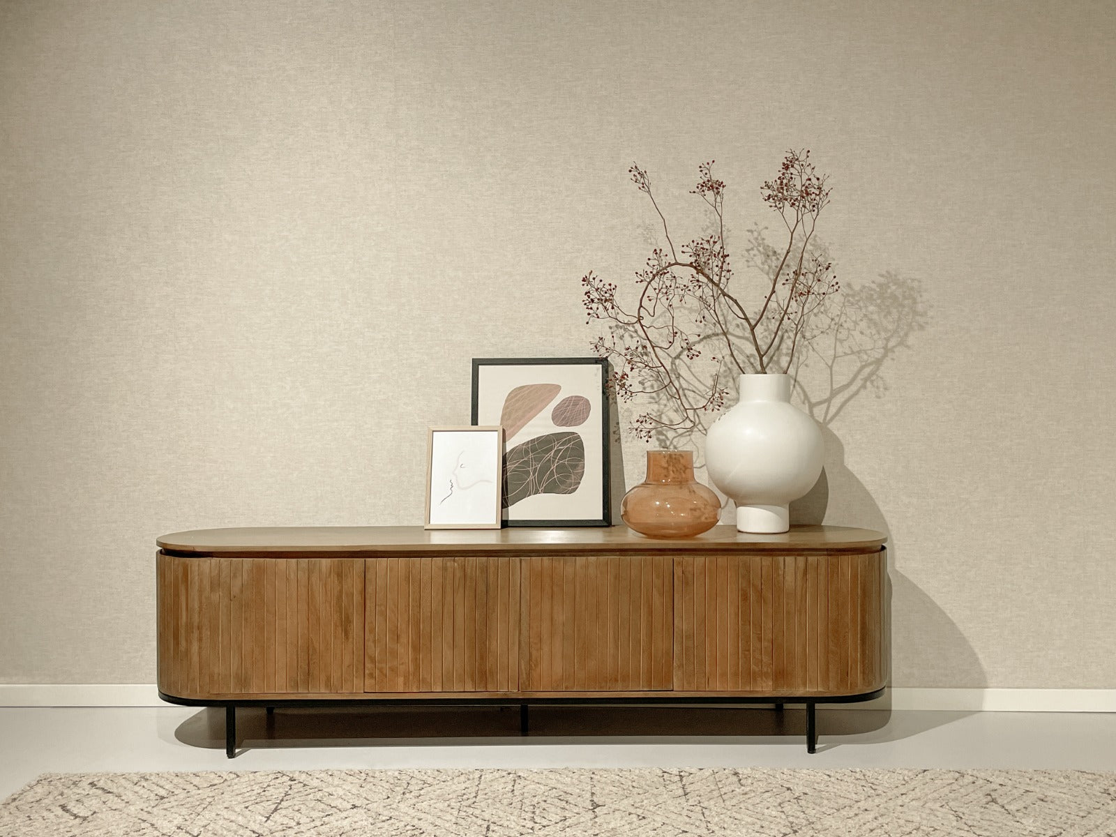 Sideboard Noor aus Mangoholz 210cm - Hellbraun-Sideboards-Livingfurn-le canapé