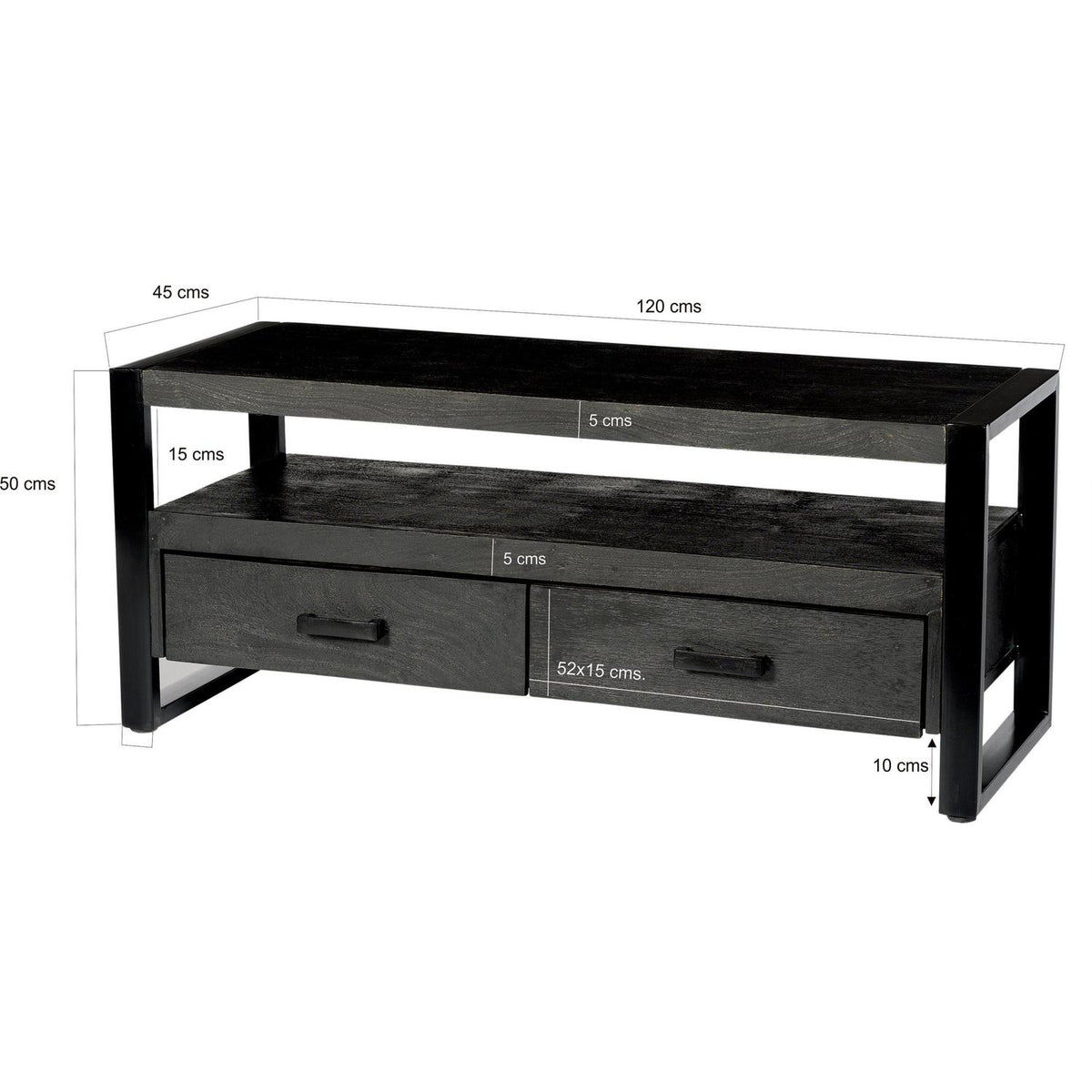 Sideboard Norris 120cm aus Massivholz - Schwarz-Sideboards-Livingfurn-le canapé