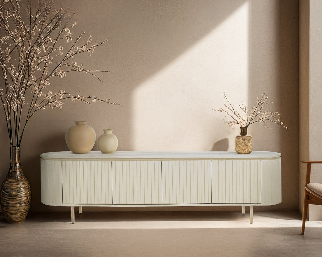 Sideboard Patou aus Mangoholz 210cm - Cremeweiß-Sideboards-Livingfurn-le canapé