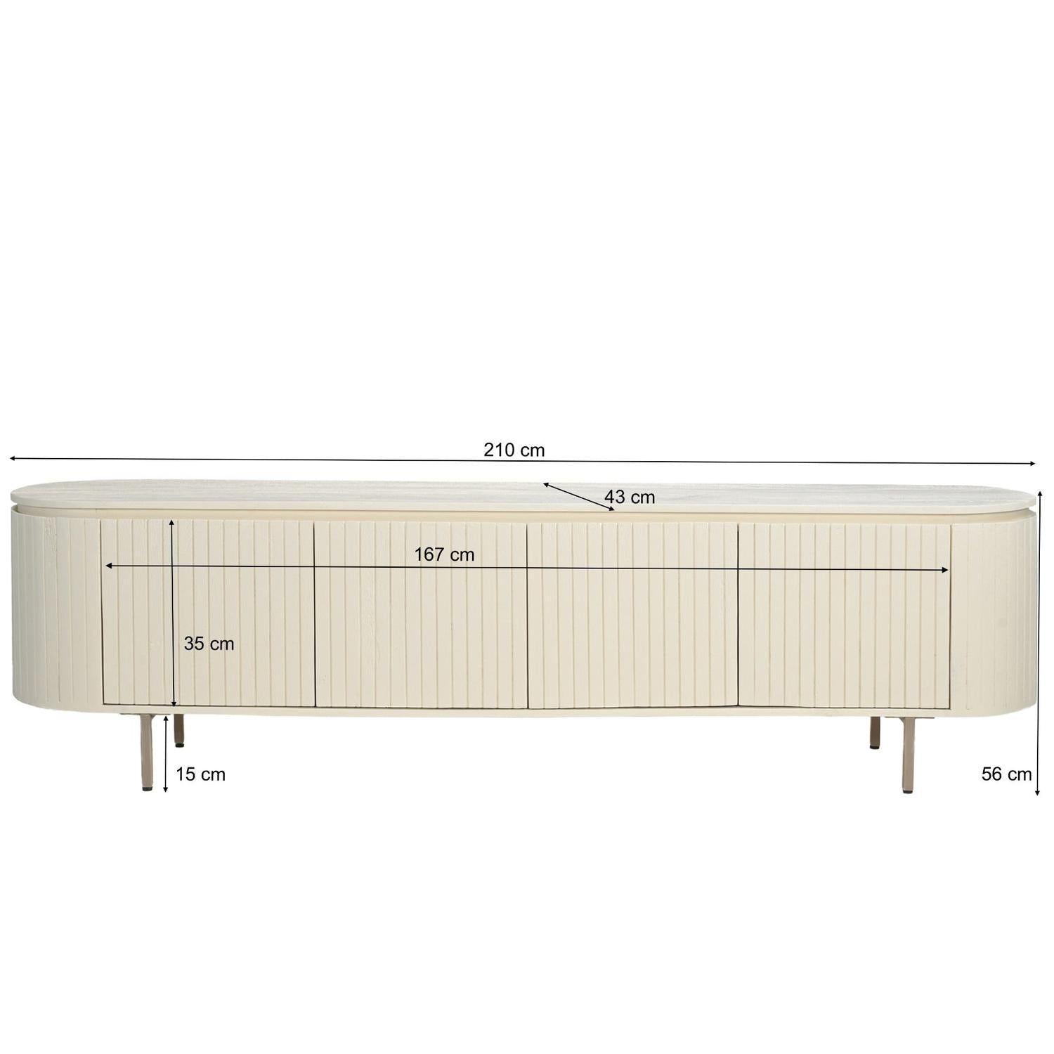 Sideboard Patou aus Mangoholz 210cm - Cremeweiß-Sideboards-Livingfurn-le canapé