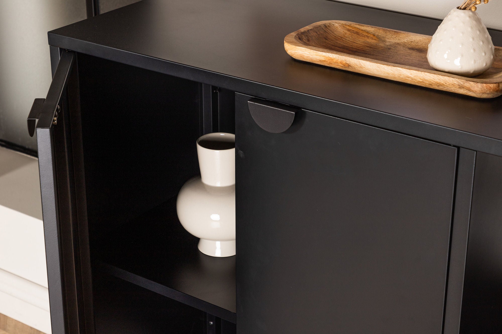 Sideboard Piring 110cm - Schwarz-Sideboards-Venture Home-le canapé