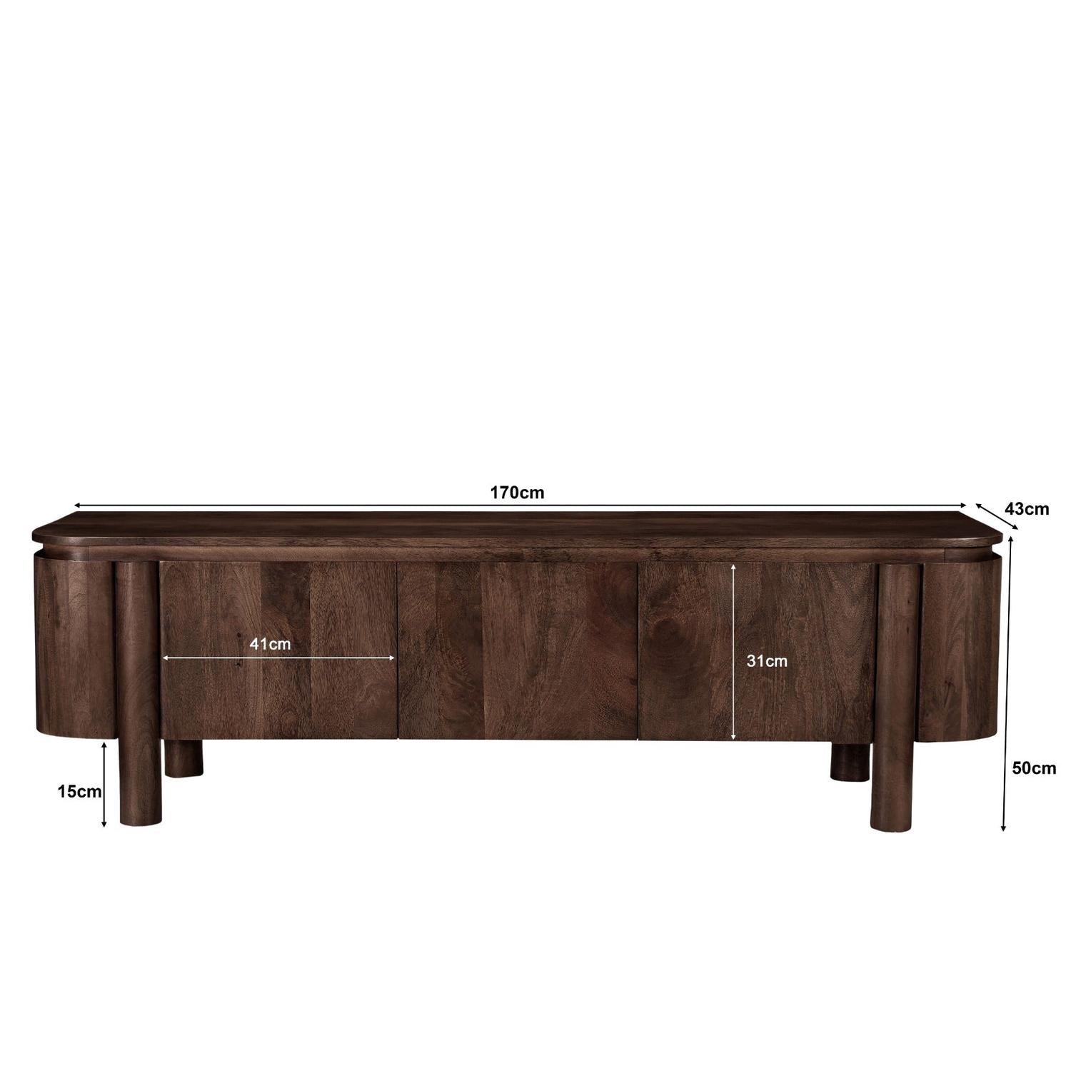 Sideboard Salano aus Mangoholz 170cm - Dunkelbraun-Sideboards-Livingfurn-le canapé