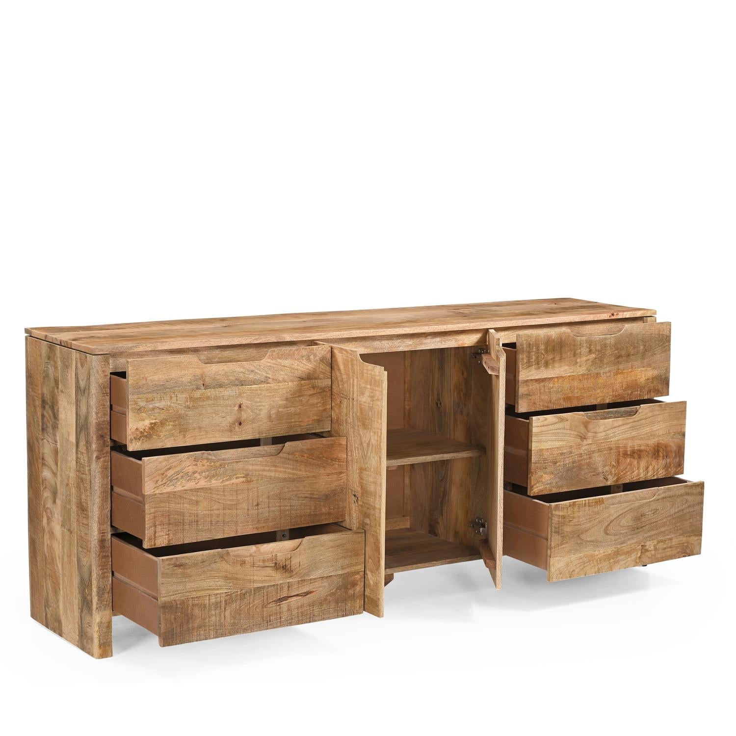 Sideboard Sophie aus Mangoholz 200cm - Hellbraun-Sideboards-Benoa-le canapé