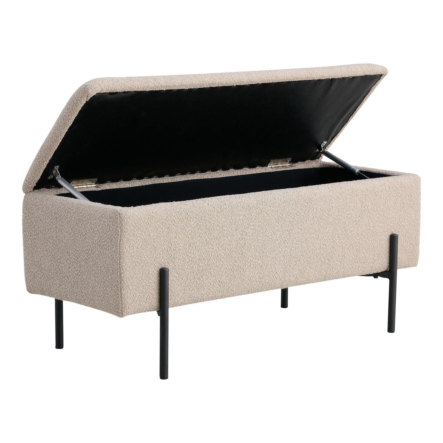 Sitzbank Watford mit Stauraum aus Bouclé 95cm - Beige-Bänke-House Nordic-le canapé