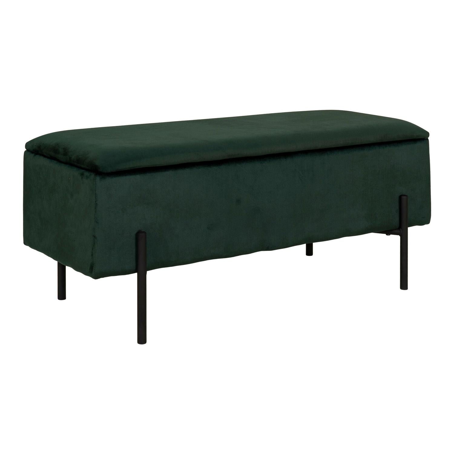 Sitzbank Watford mit Stauraum aus Samt 95cm - Dunkelgrün-Bänke-House Nordic-le canapé